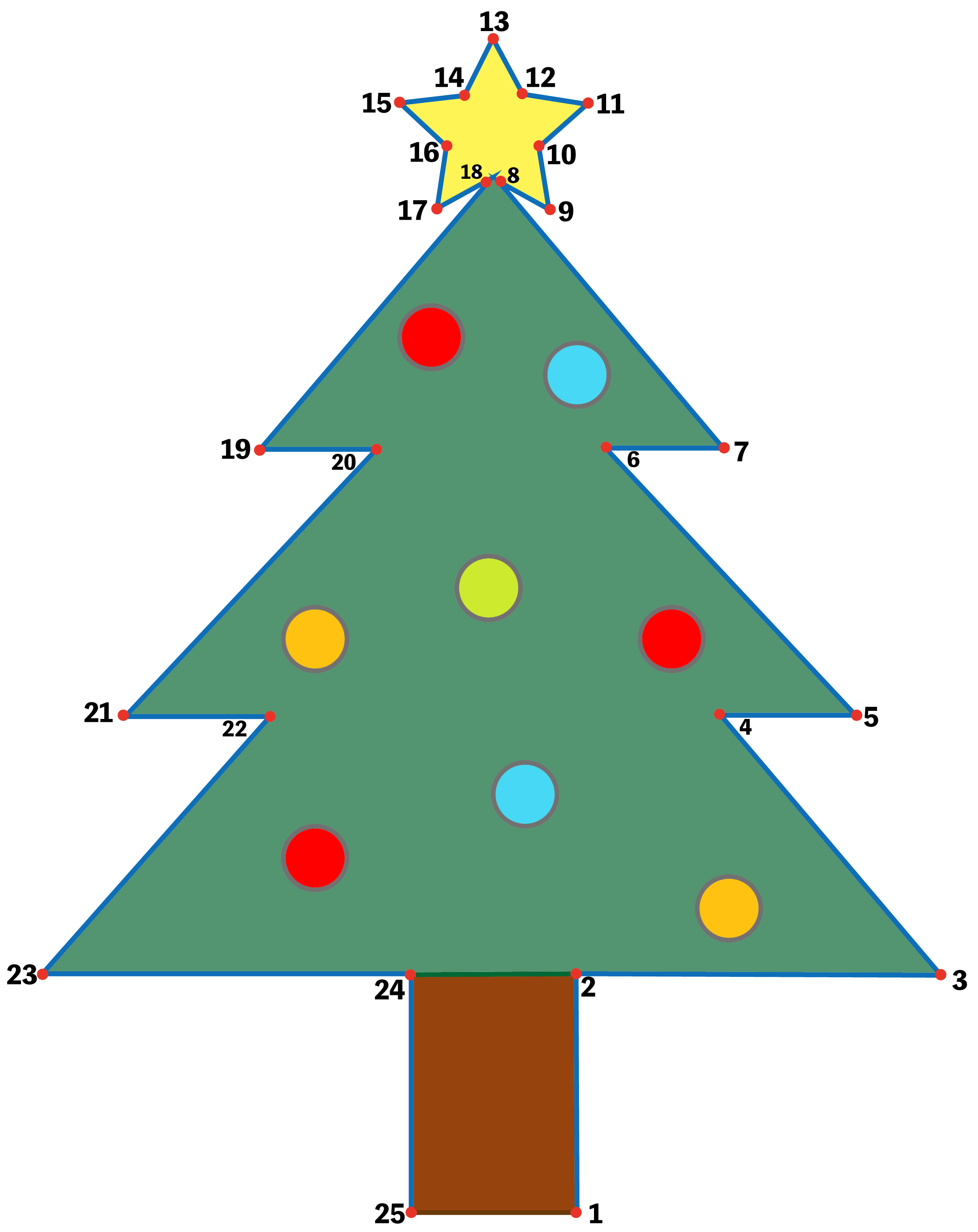 点つなぎ　もみの木・クリスマスツリー（完成一例）