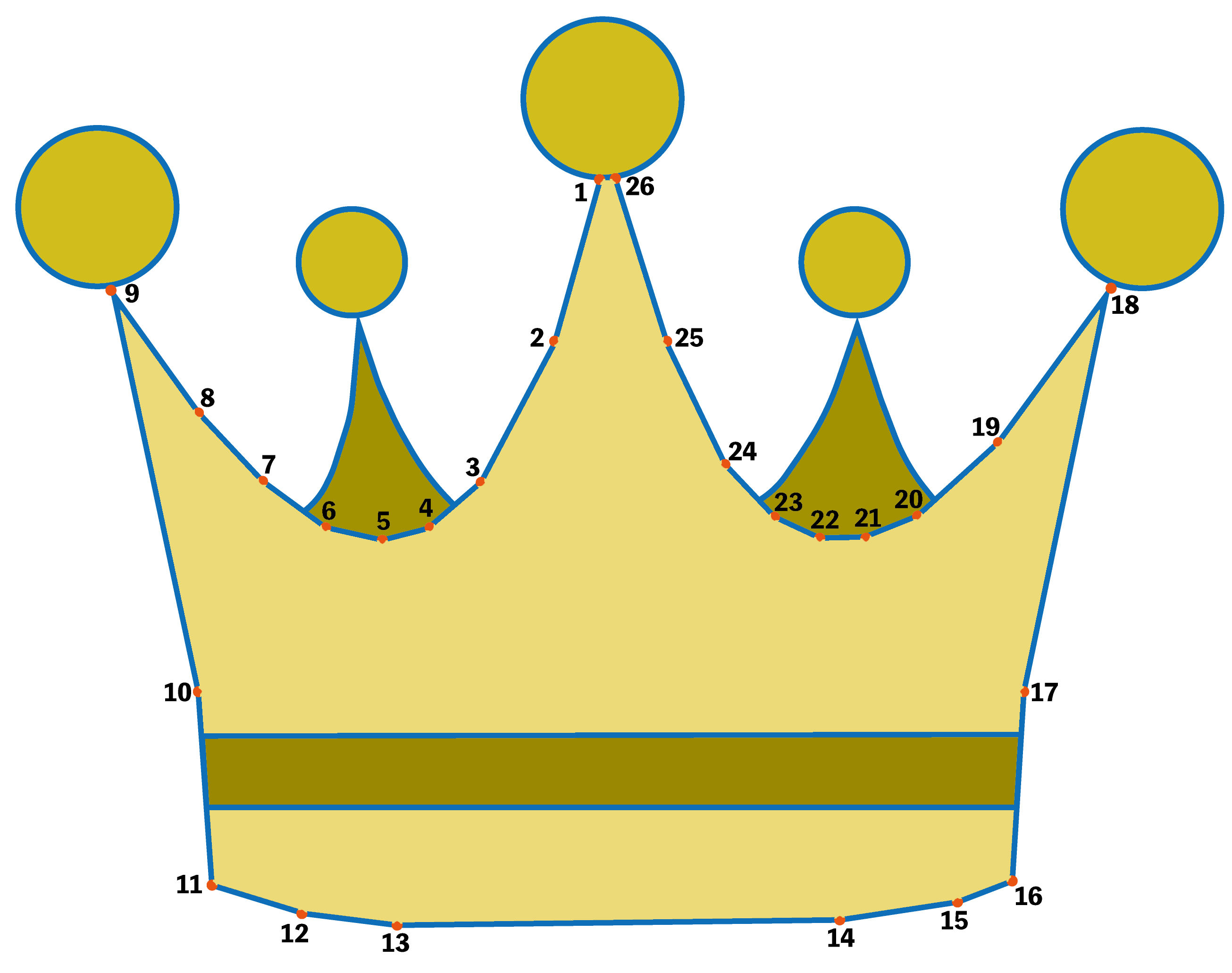 点つなぎ　王冠（完成一例）