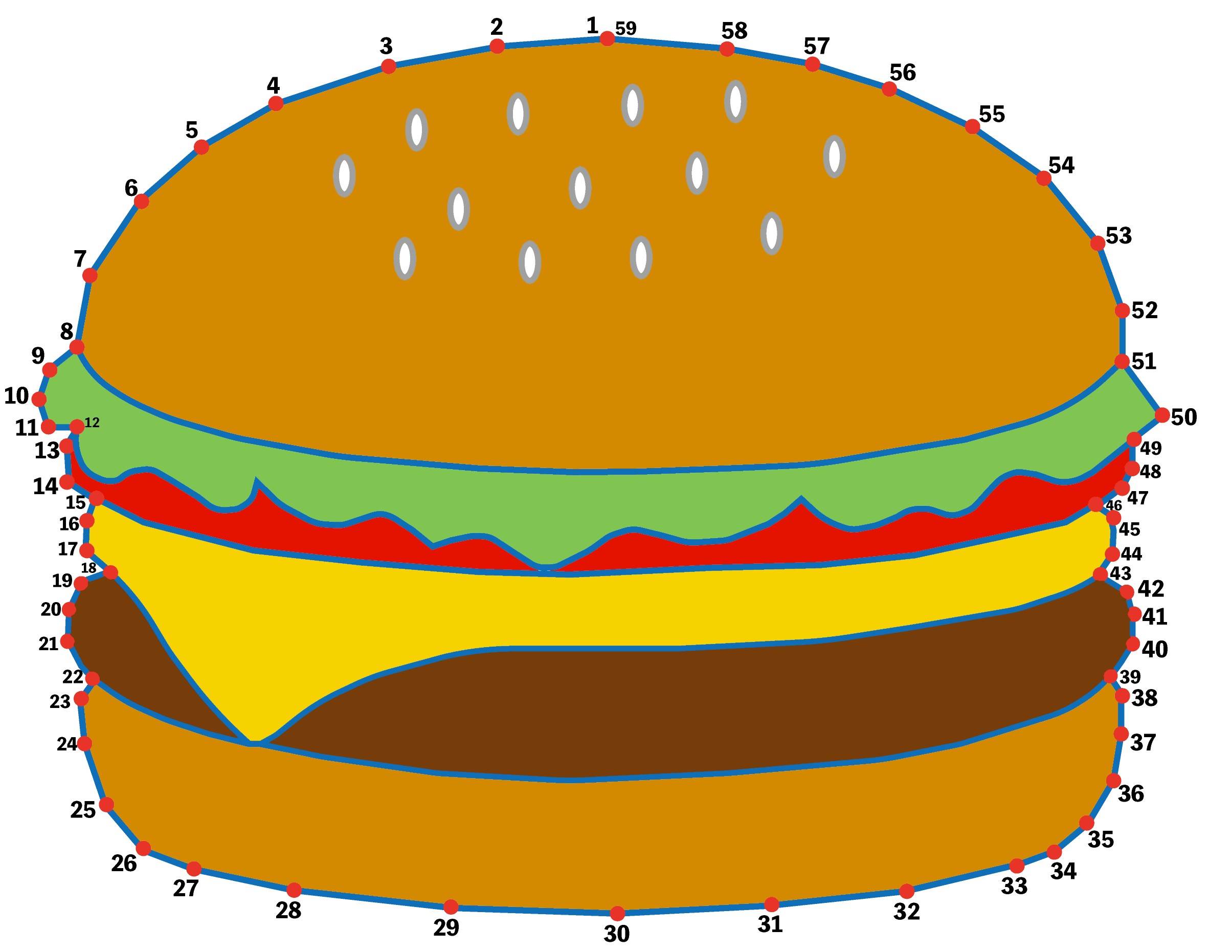 点つなぎ　ハンバーガー（完成例）