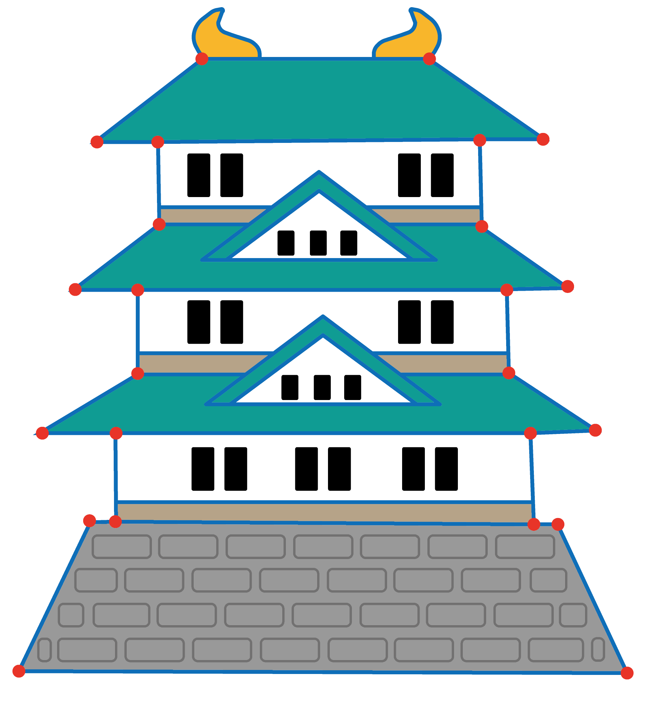 点つなぎ　日本のお城（完成一例）