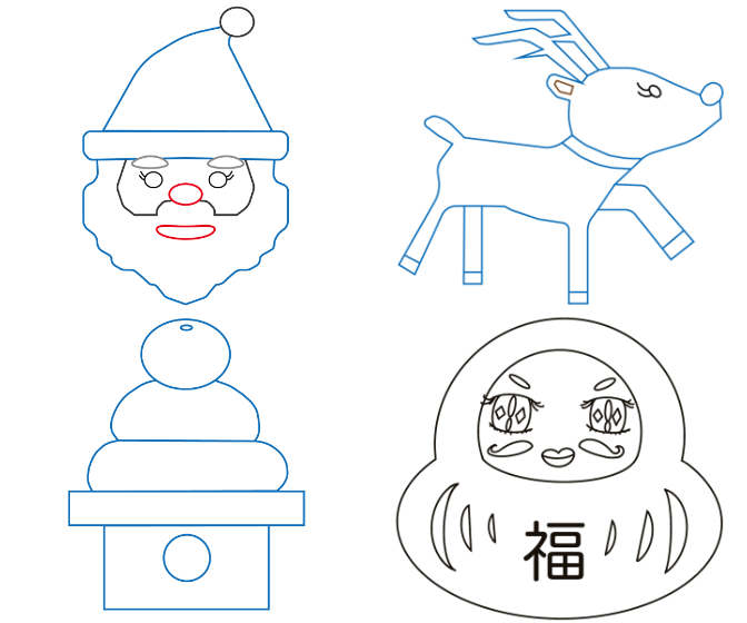 ぬりえプリント【冬の行事・イベント】クリスマス・お正月