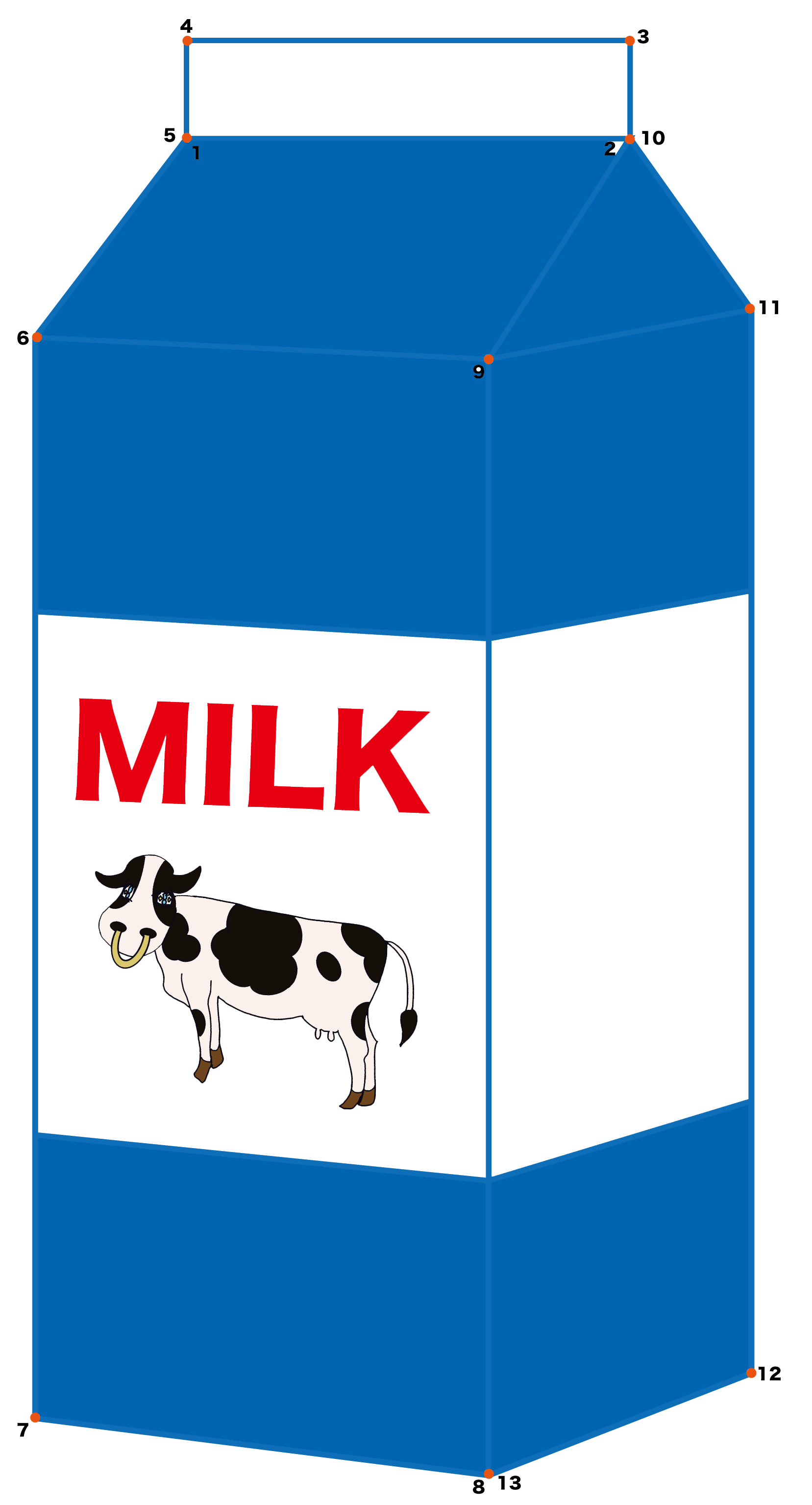 点つなぎ　牛乳（完成例）