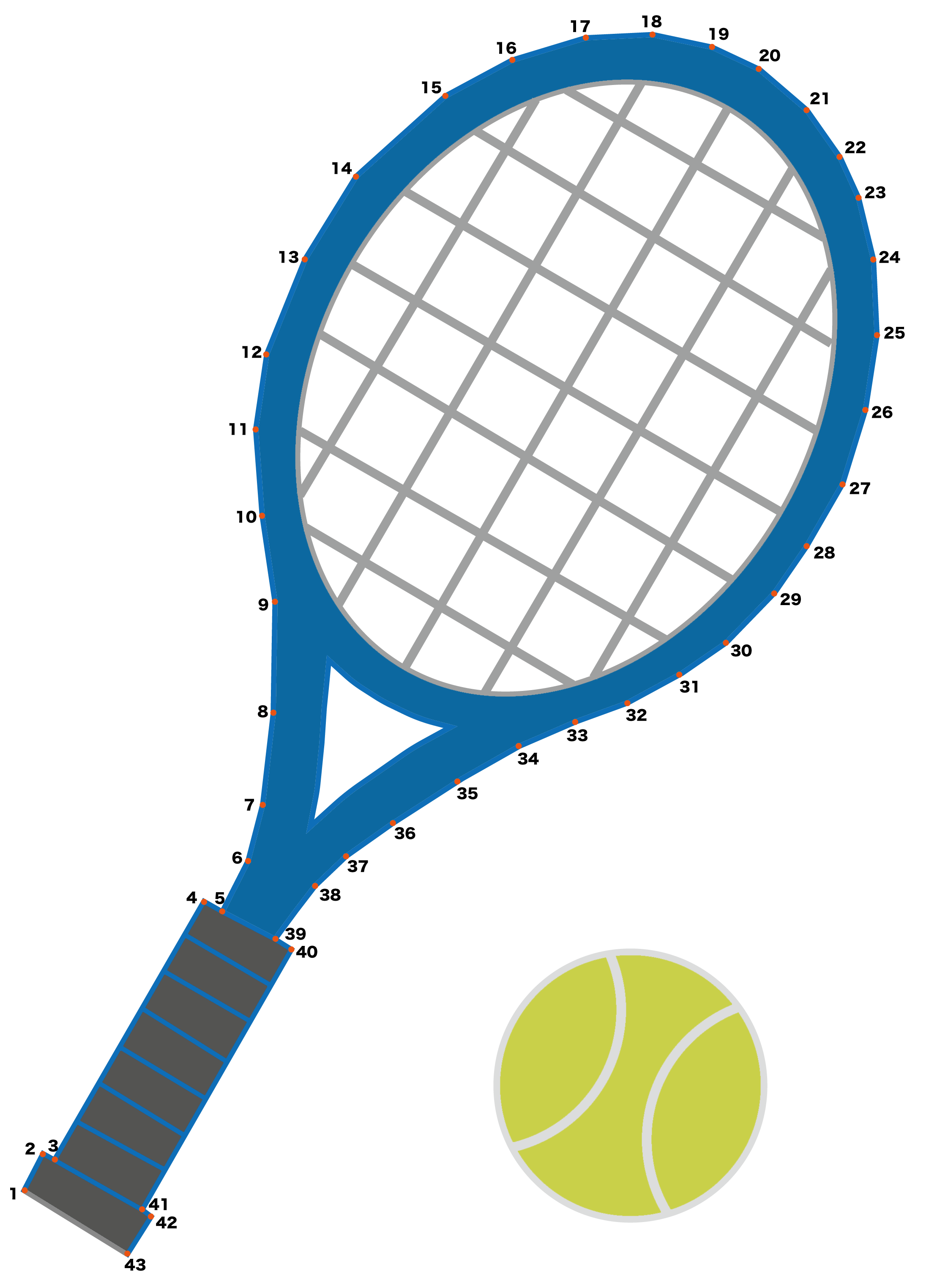 点つなぎ　テニスラケット（完成例）