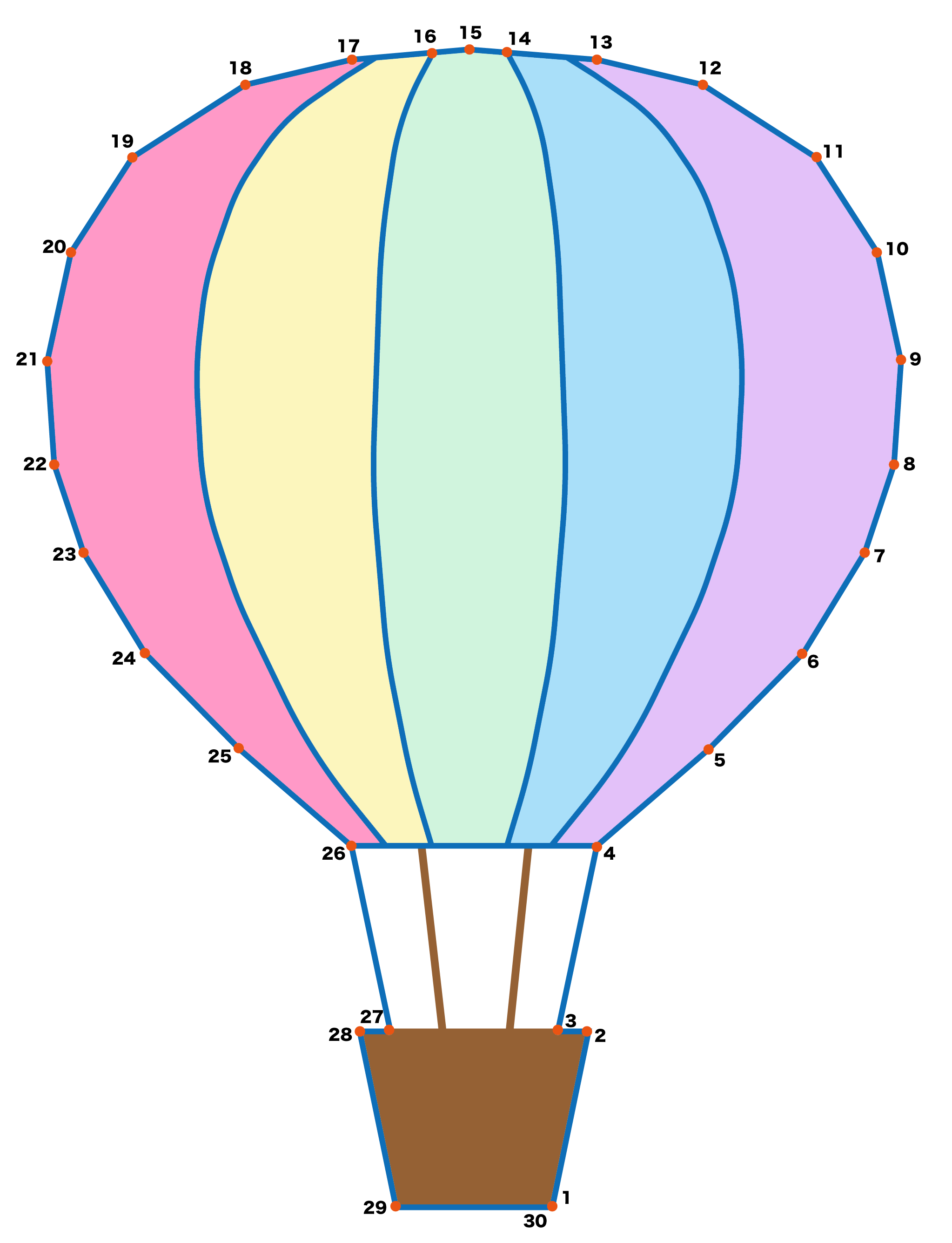 点つなぎ　気球（完成例）