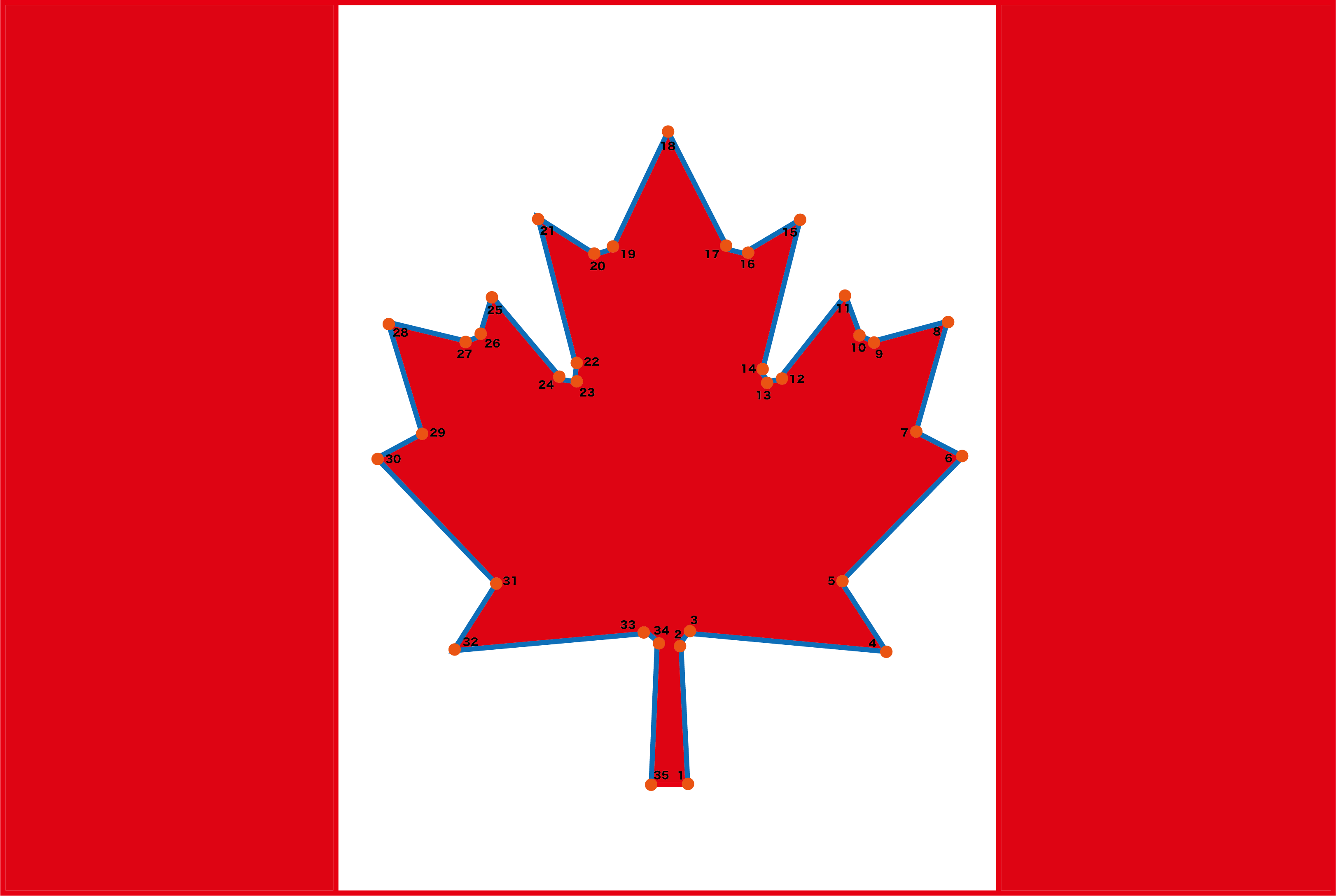 点つなぎ　カナダ国旗　（完成例）