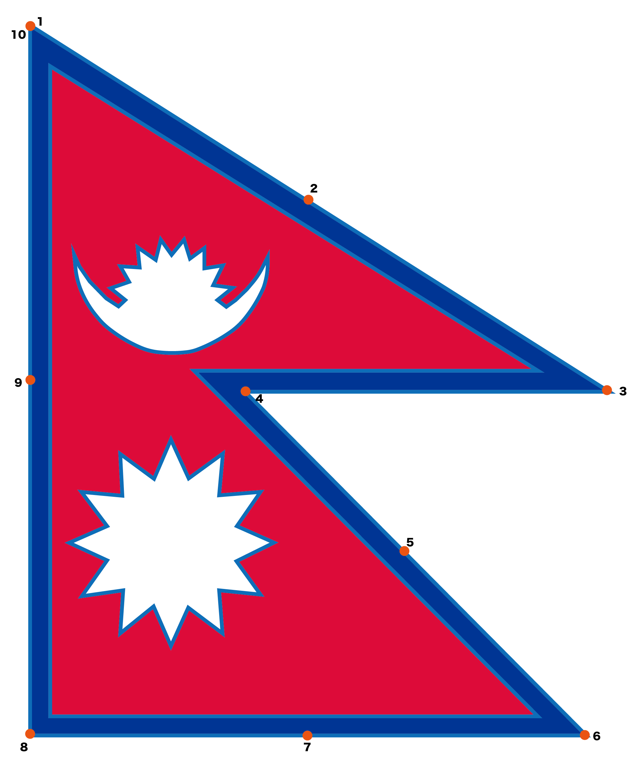点つなぎ　ネパール国旗（完成例）