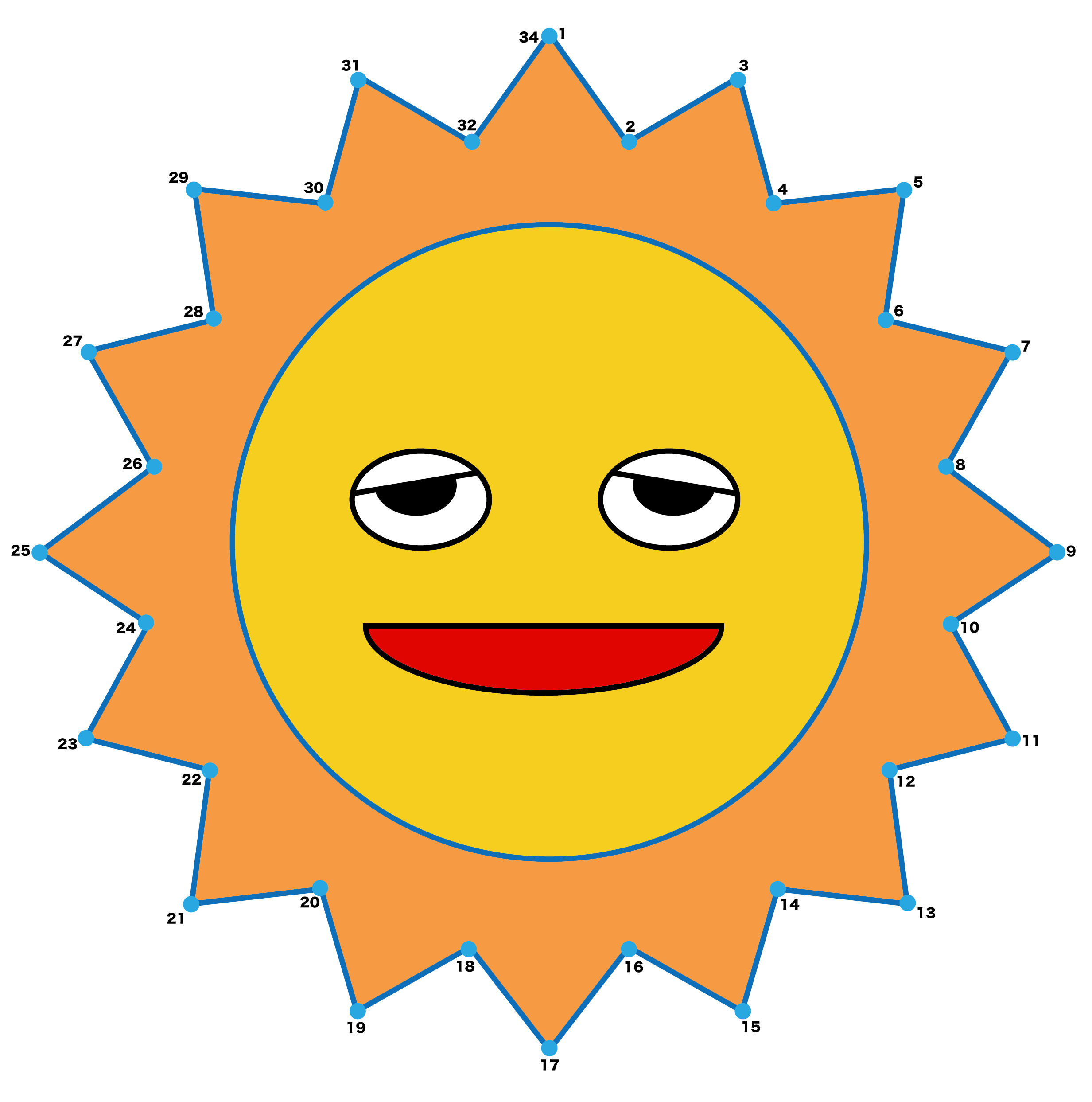 点つなぎ　太陽（完成例）
