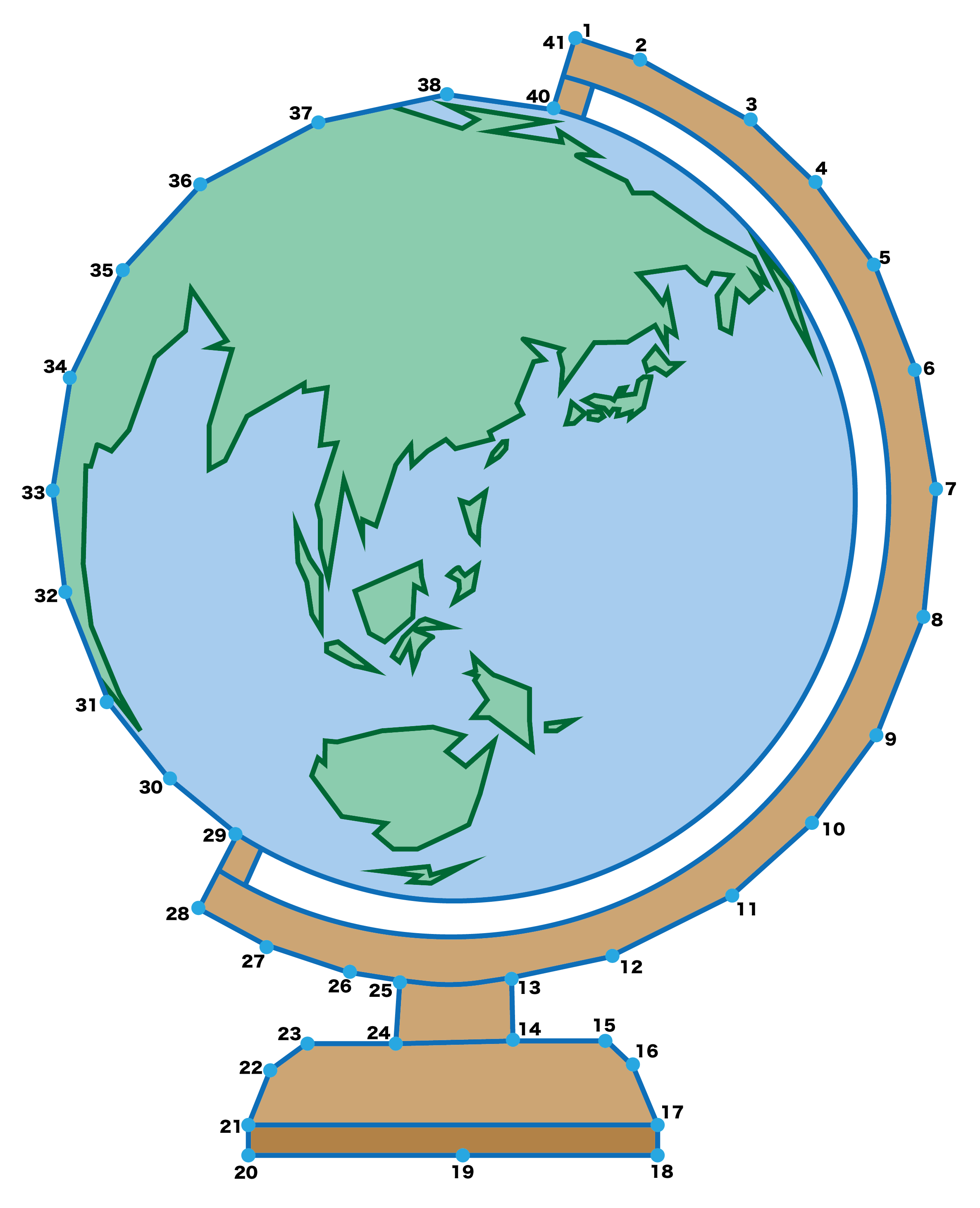 点つなぎ　地球儀（完成例）