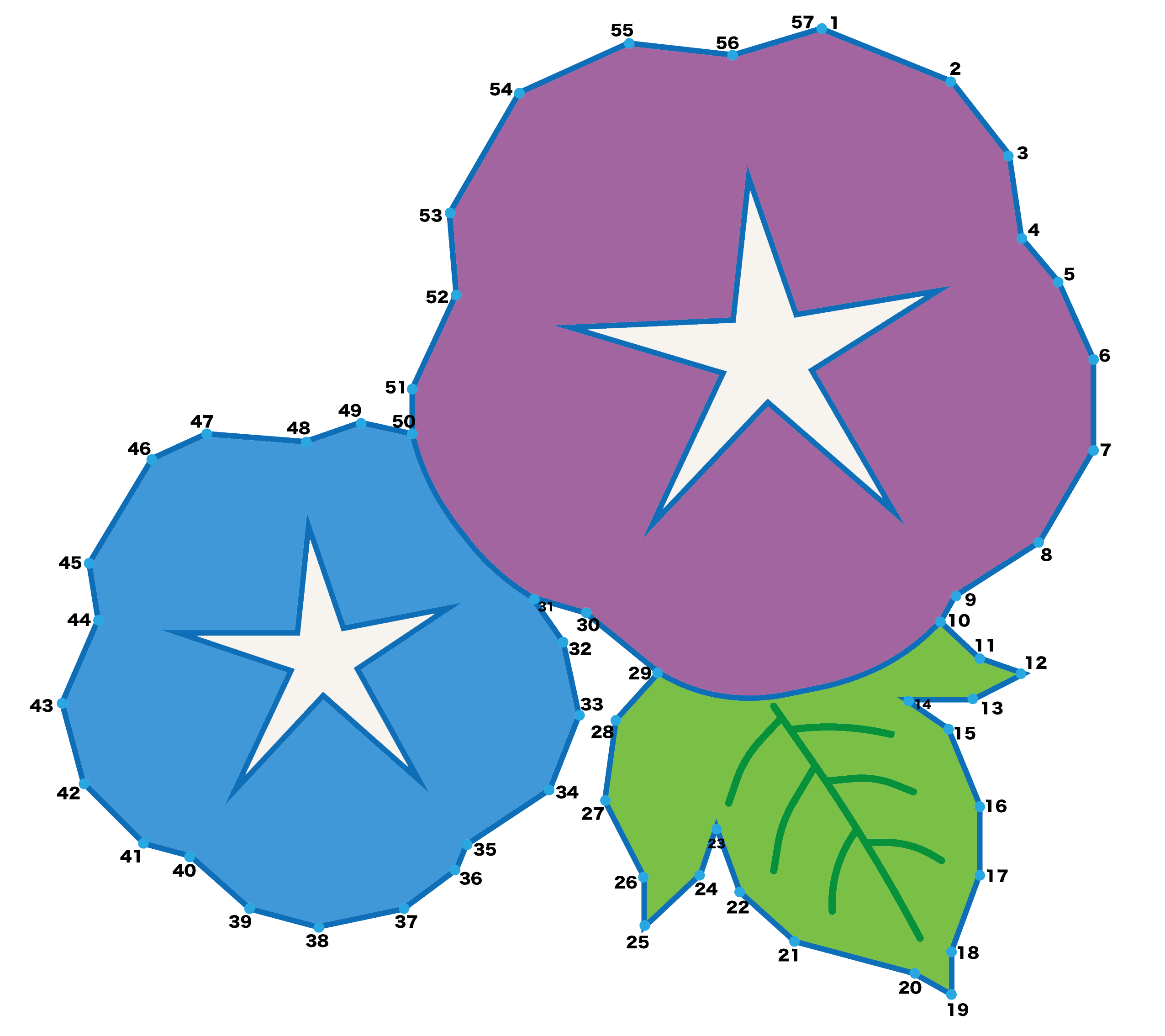 点つなぎ　朝顔（アサガオ）［完成例］