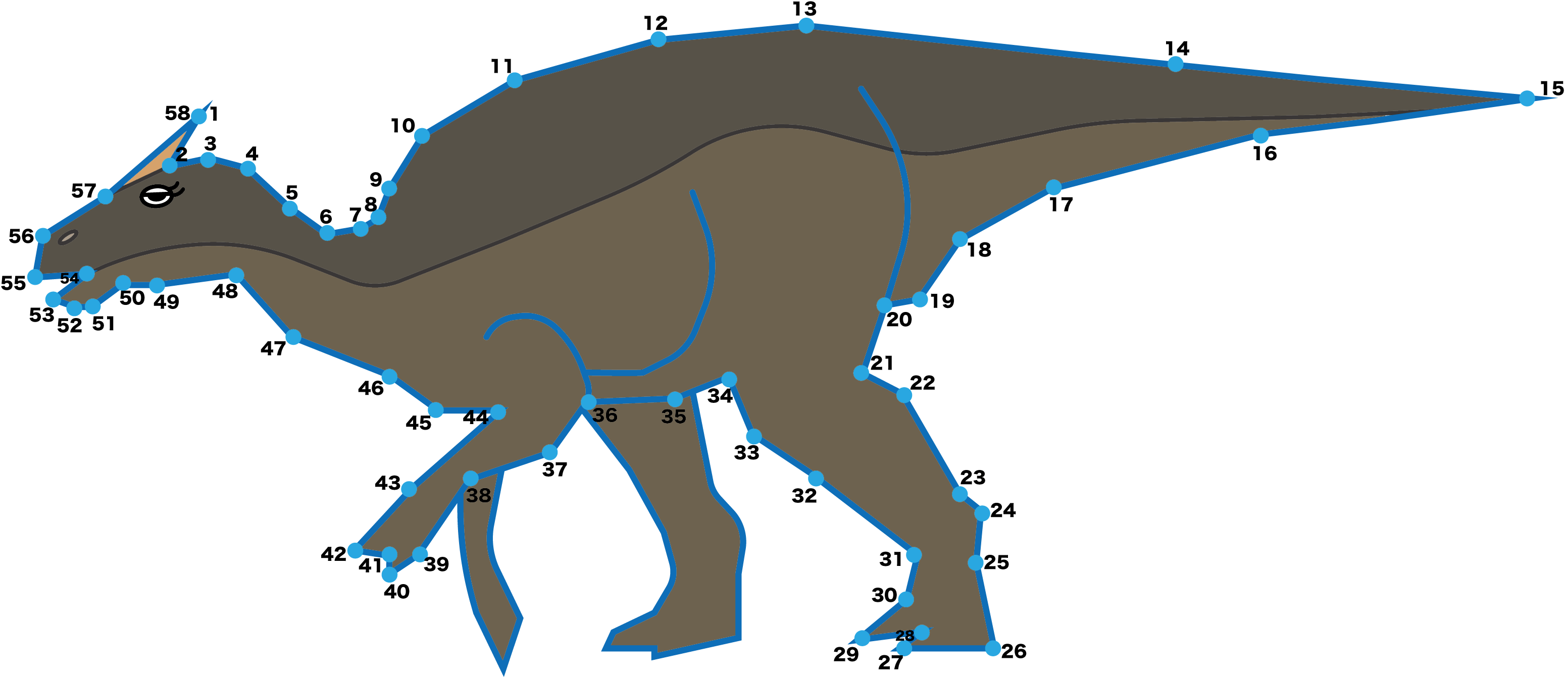 点つなぎ　恐竜（9）カムイサウルス（完成例）