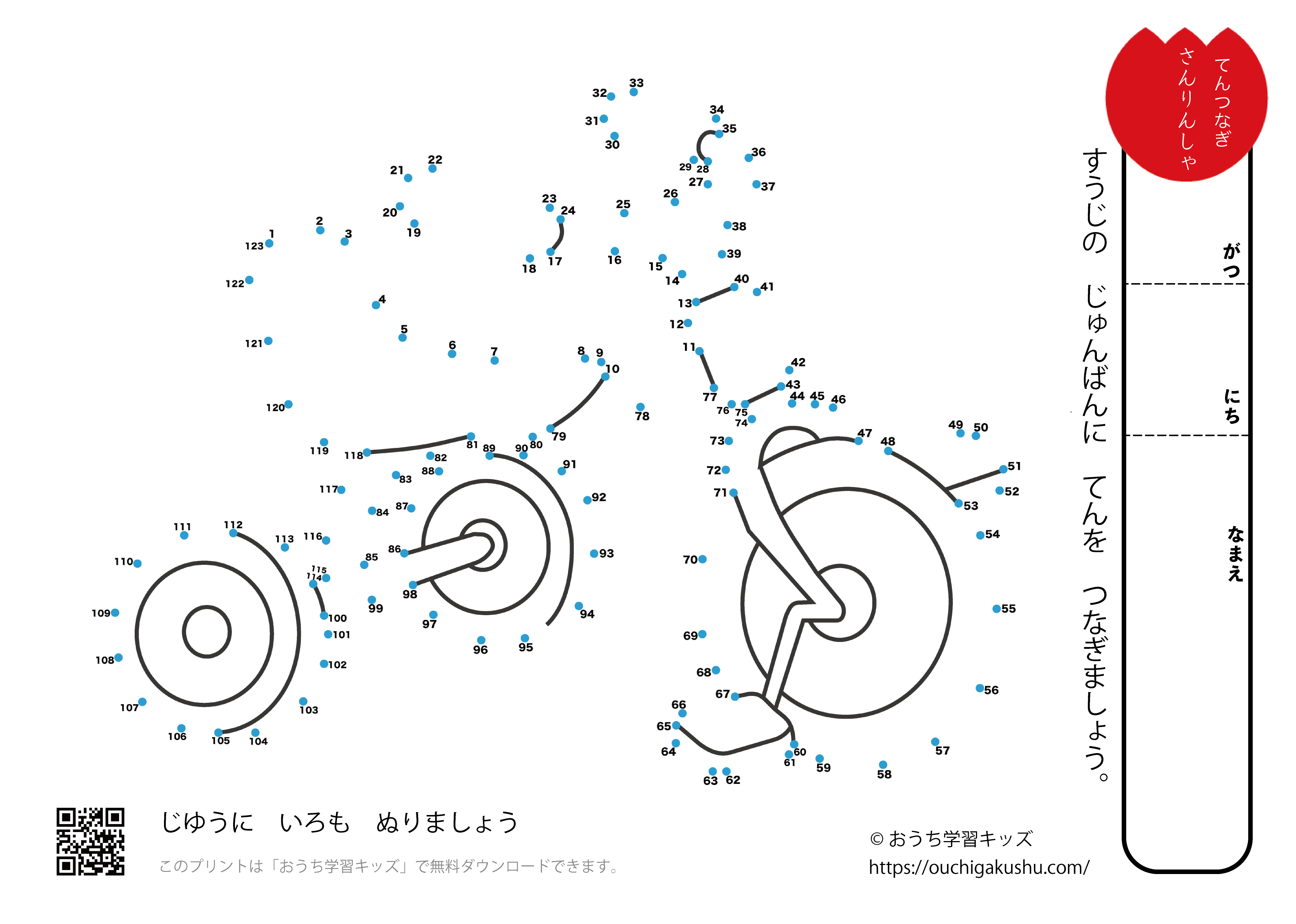 点つなぎ　三輪車