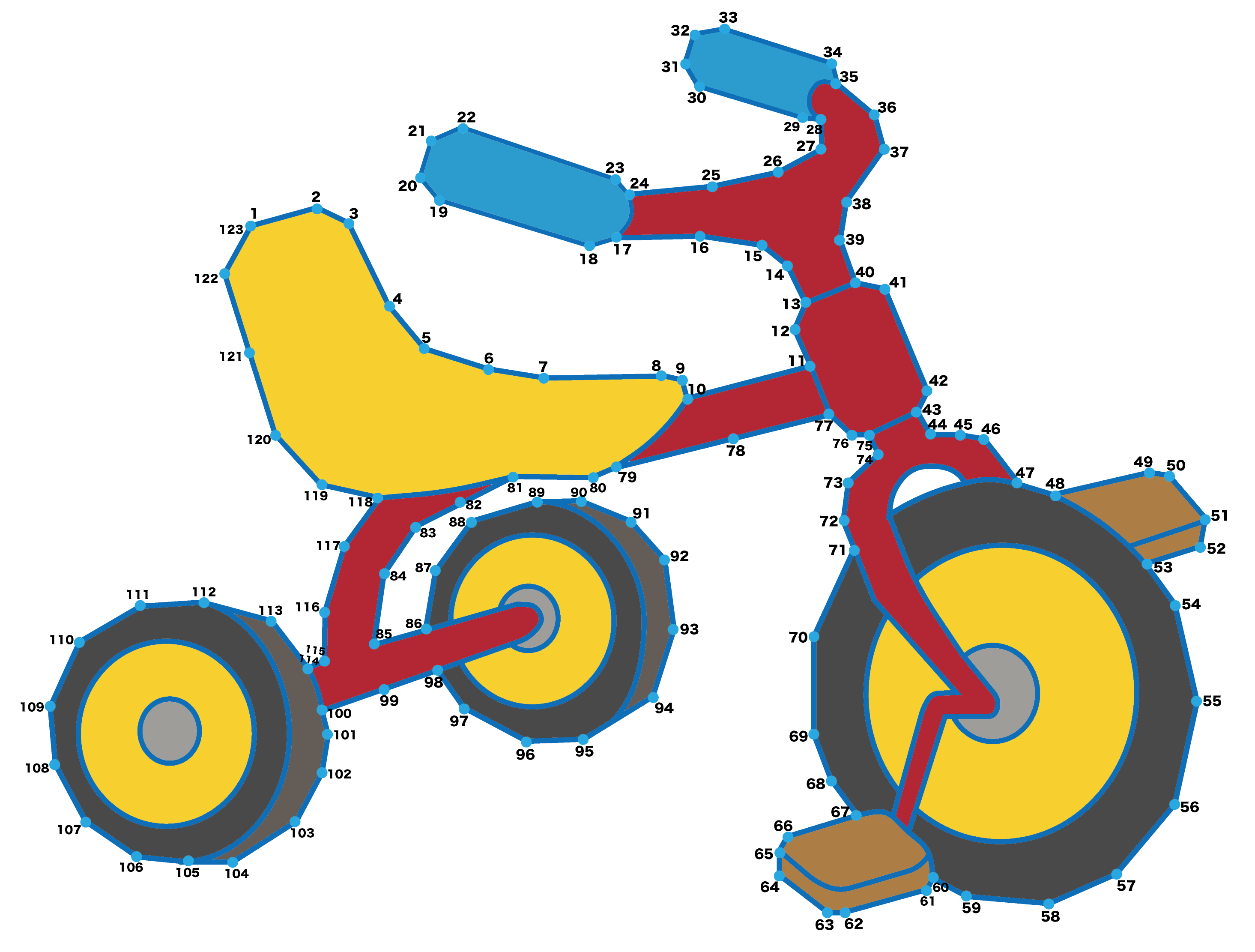 点つなぎ　三輪車（完成例）