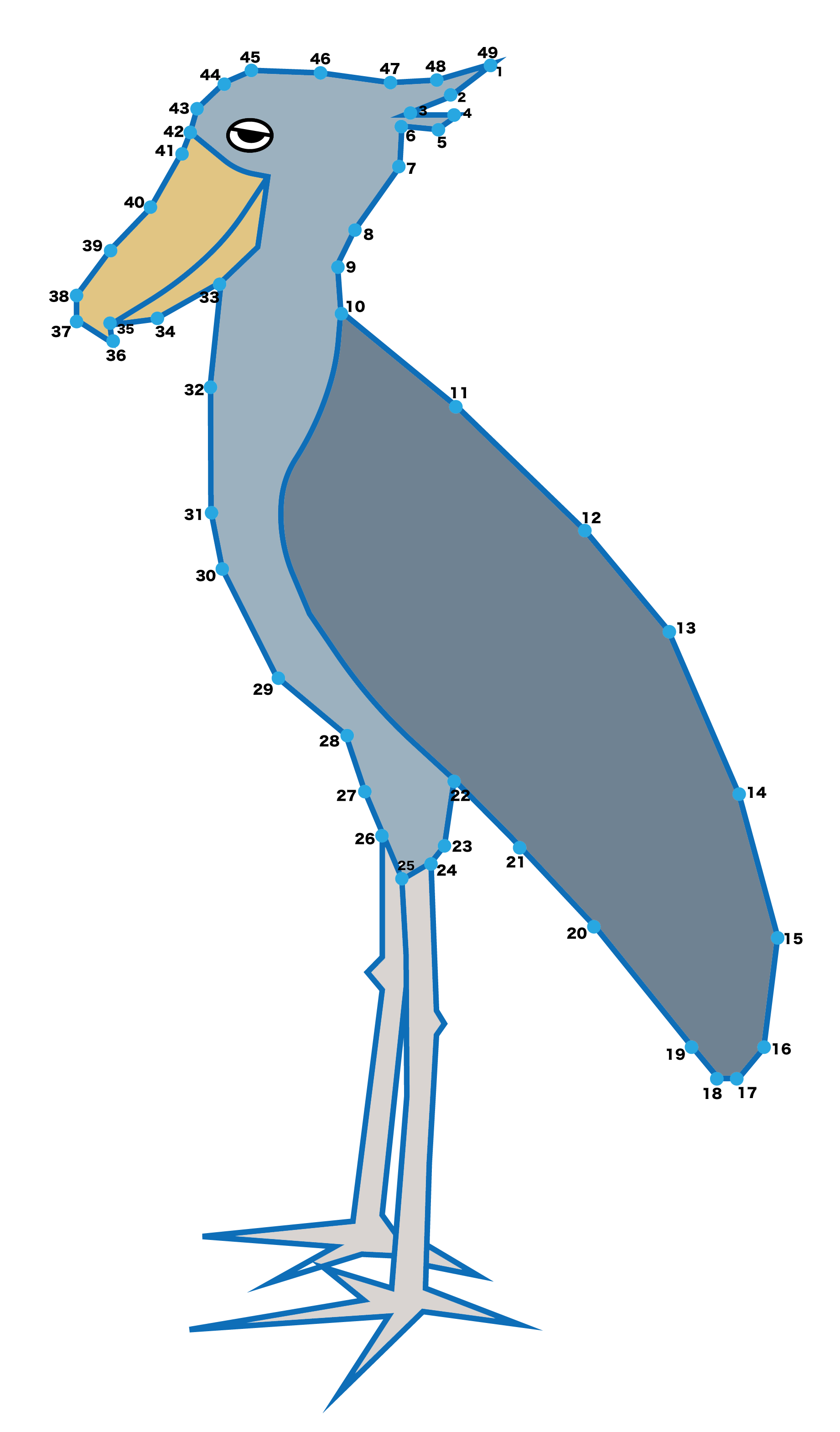 点つなぎ　ハシビロコウ（完成例）