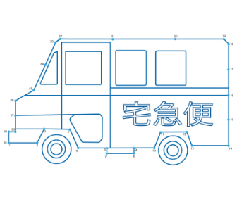 点つなぎ　配送車（宅急便の車）