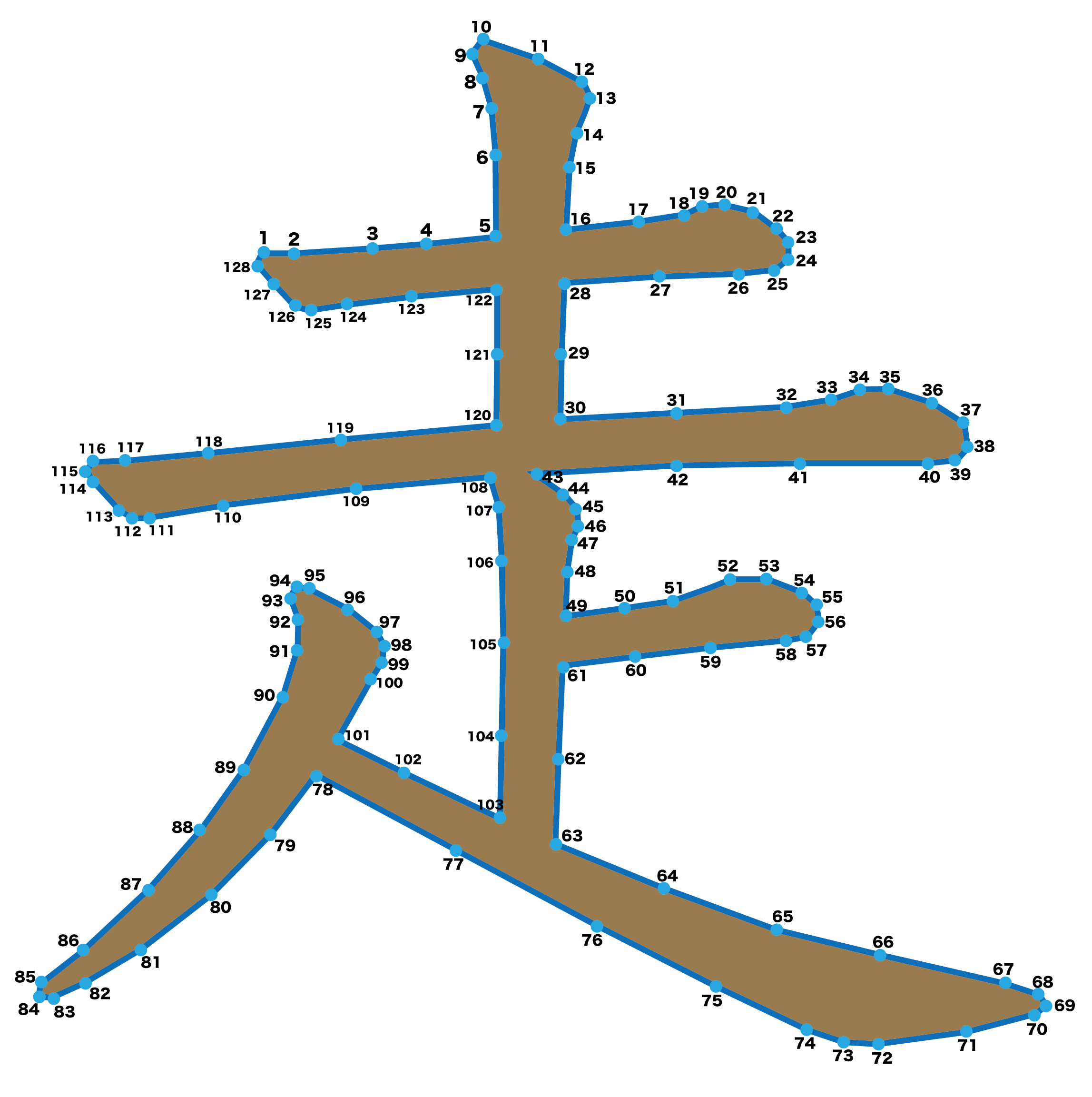 点つなぎ　漢字「走」（完成例）