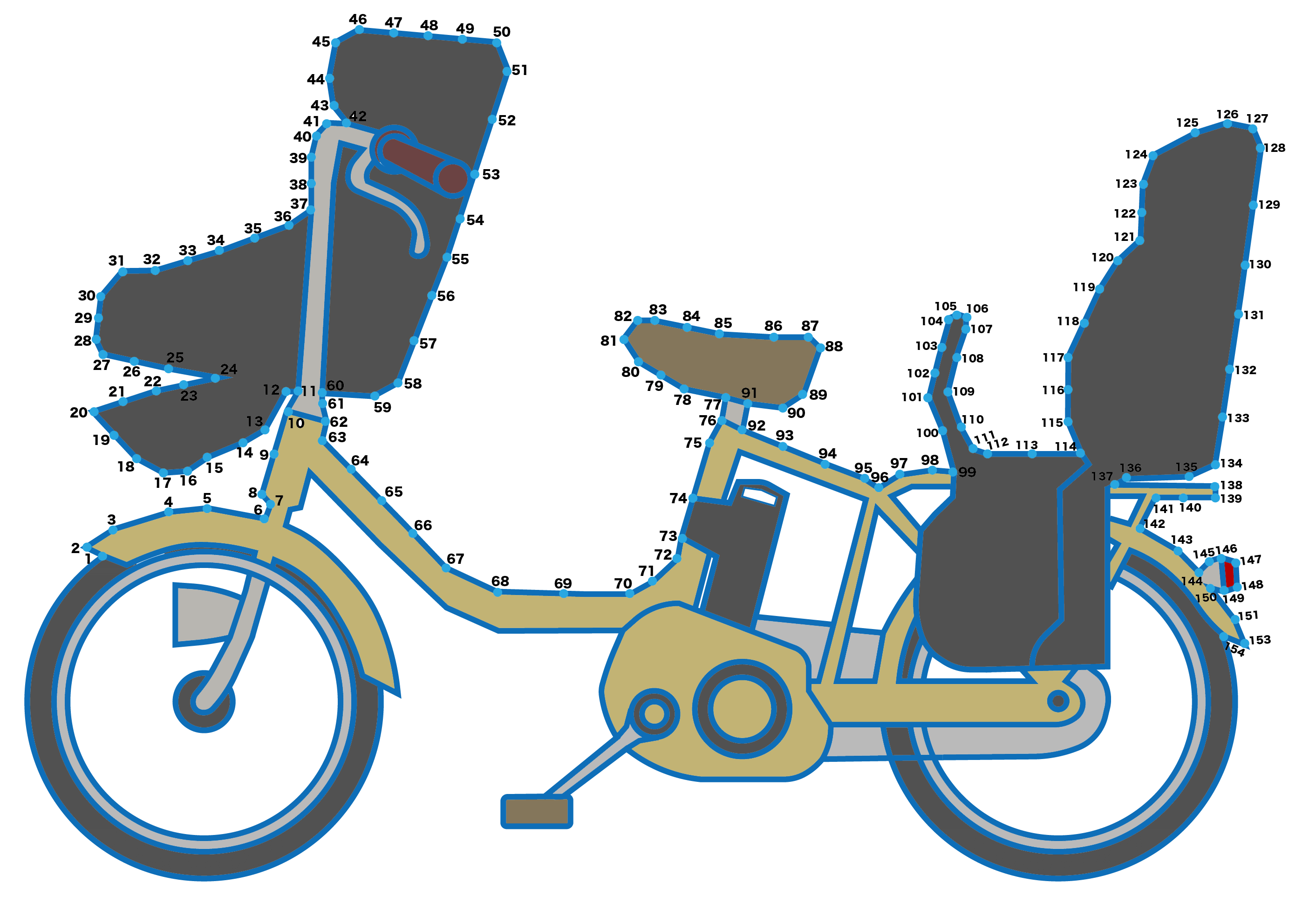 点つなぎ　電動アシスト自転車（完成例）