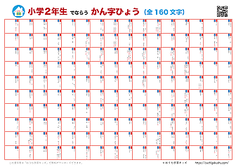 自分で書いて飾れる漢字表・ポスター（小学2年生）ホワイト