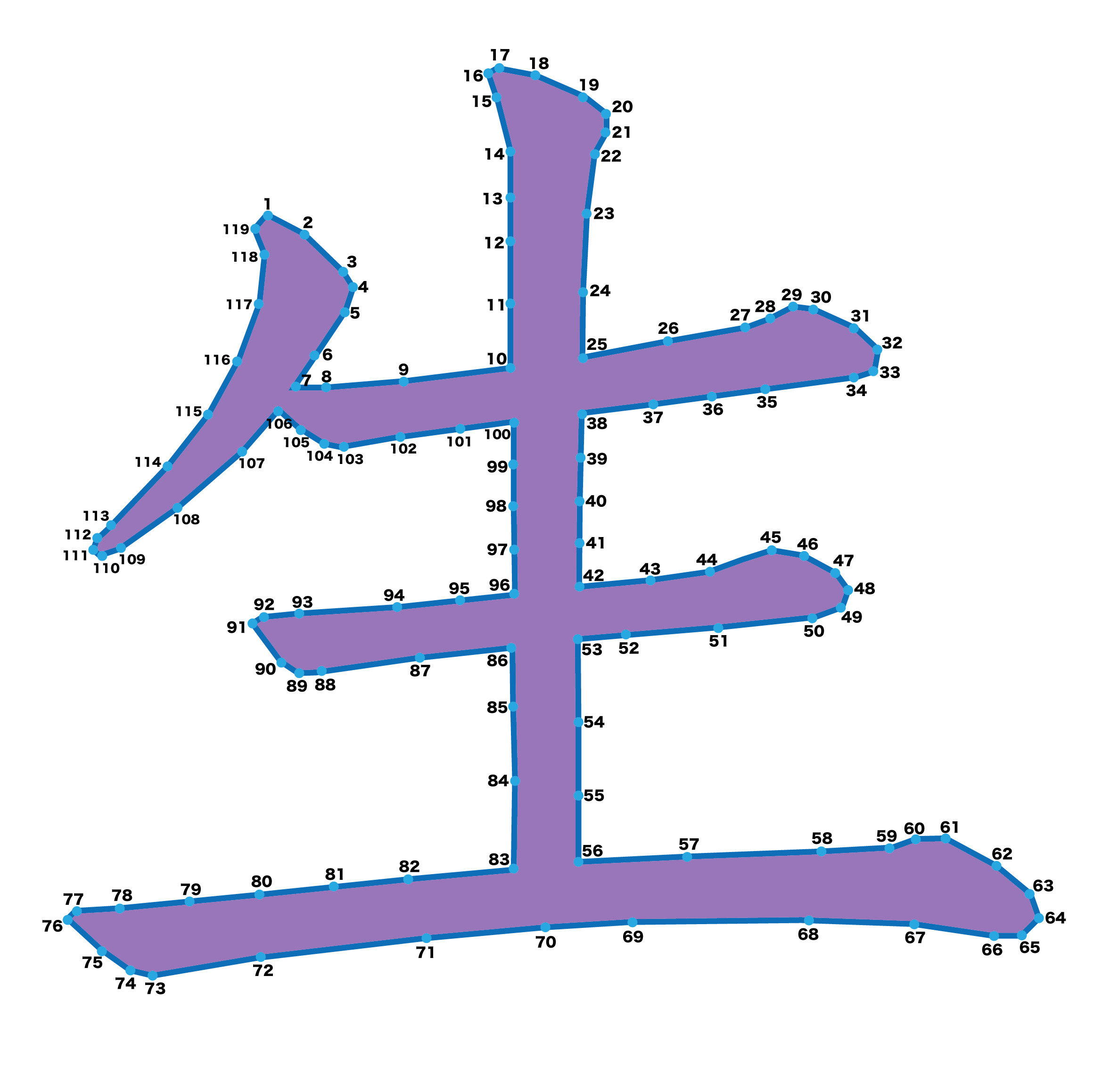 点つなぎ 漢字「生」(完成例)