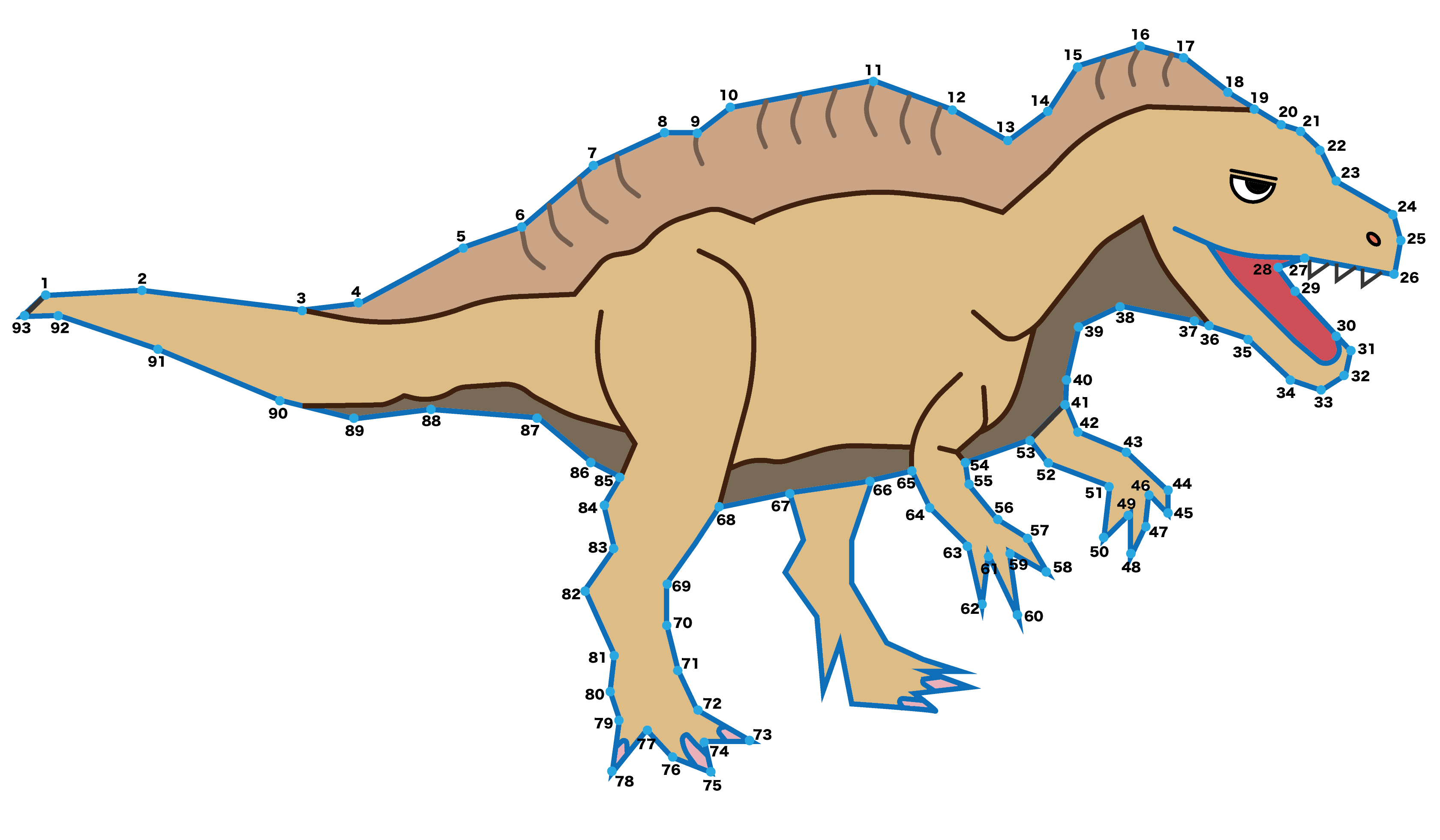 点つなぎ　恐竜（32）アクロカントサウルス（完成例）