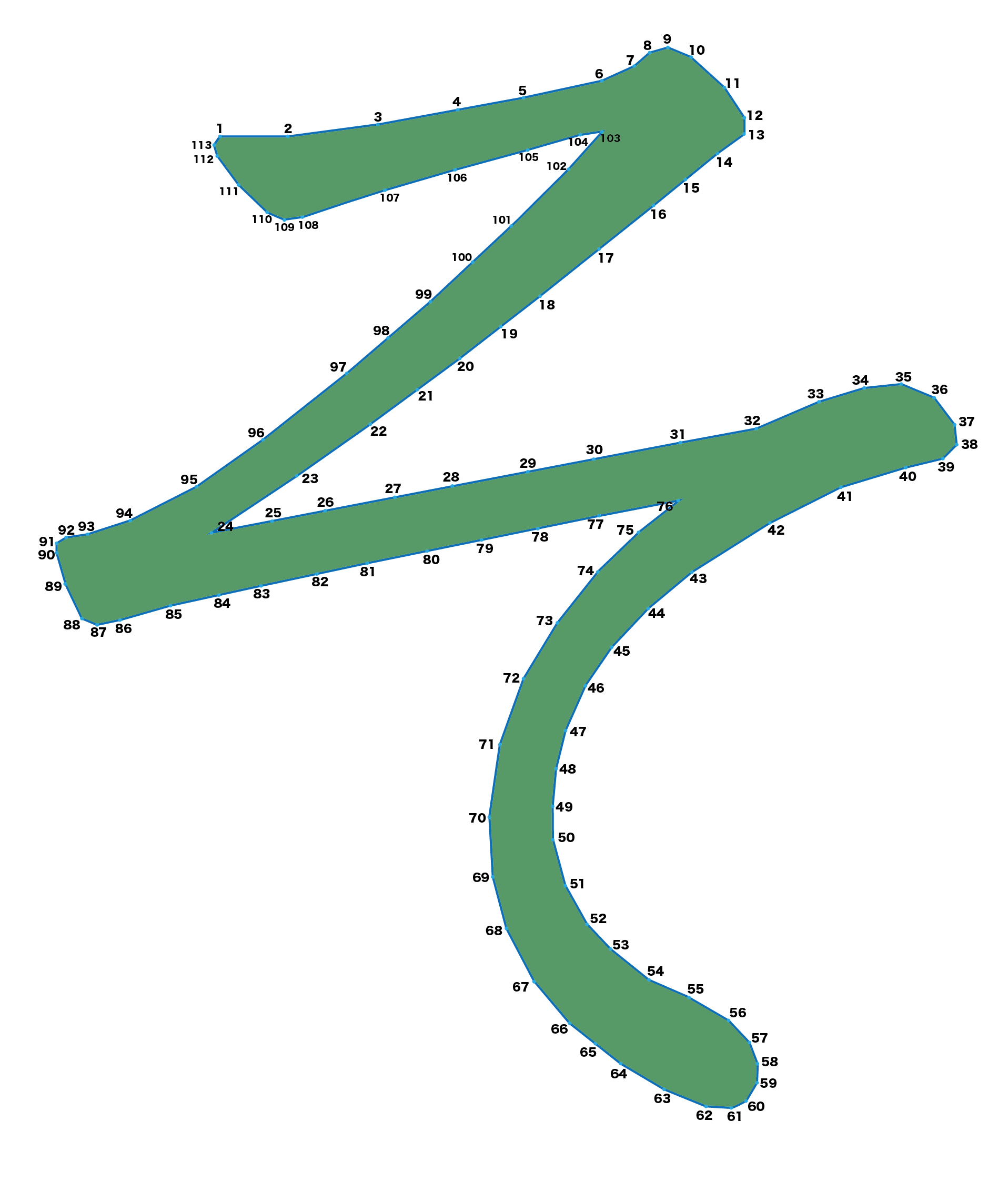 点つなぎ　ひらがな「そ」（完成例）