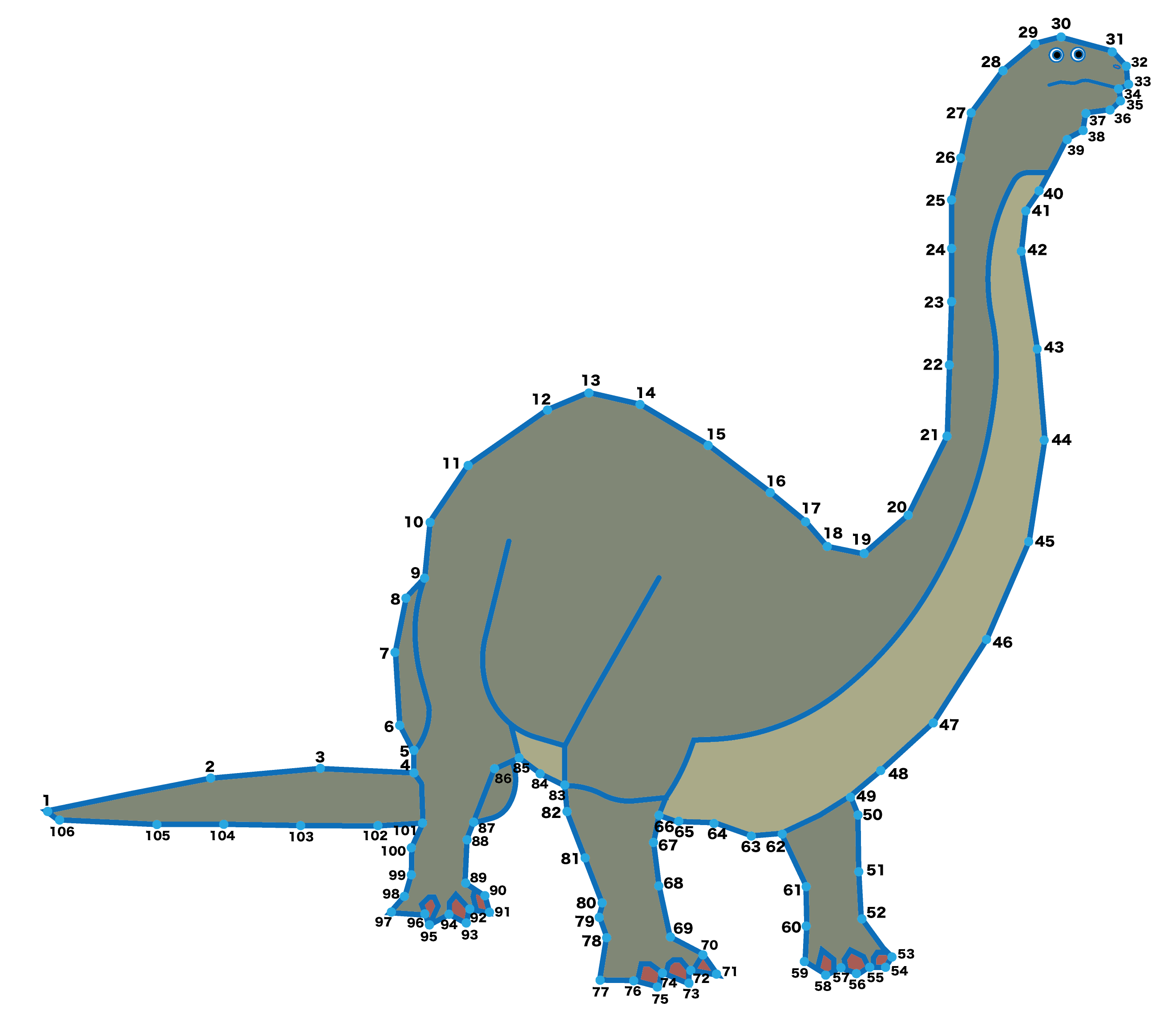 点つなぎ 恐竜(33)アパトサウルス(完成例)
