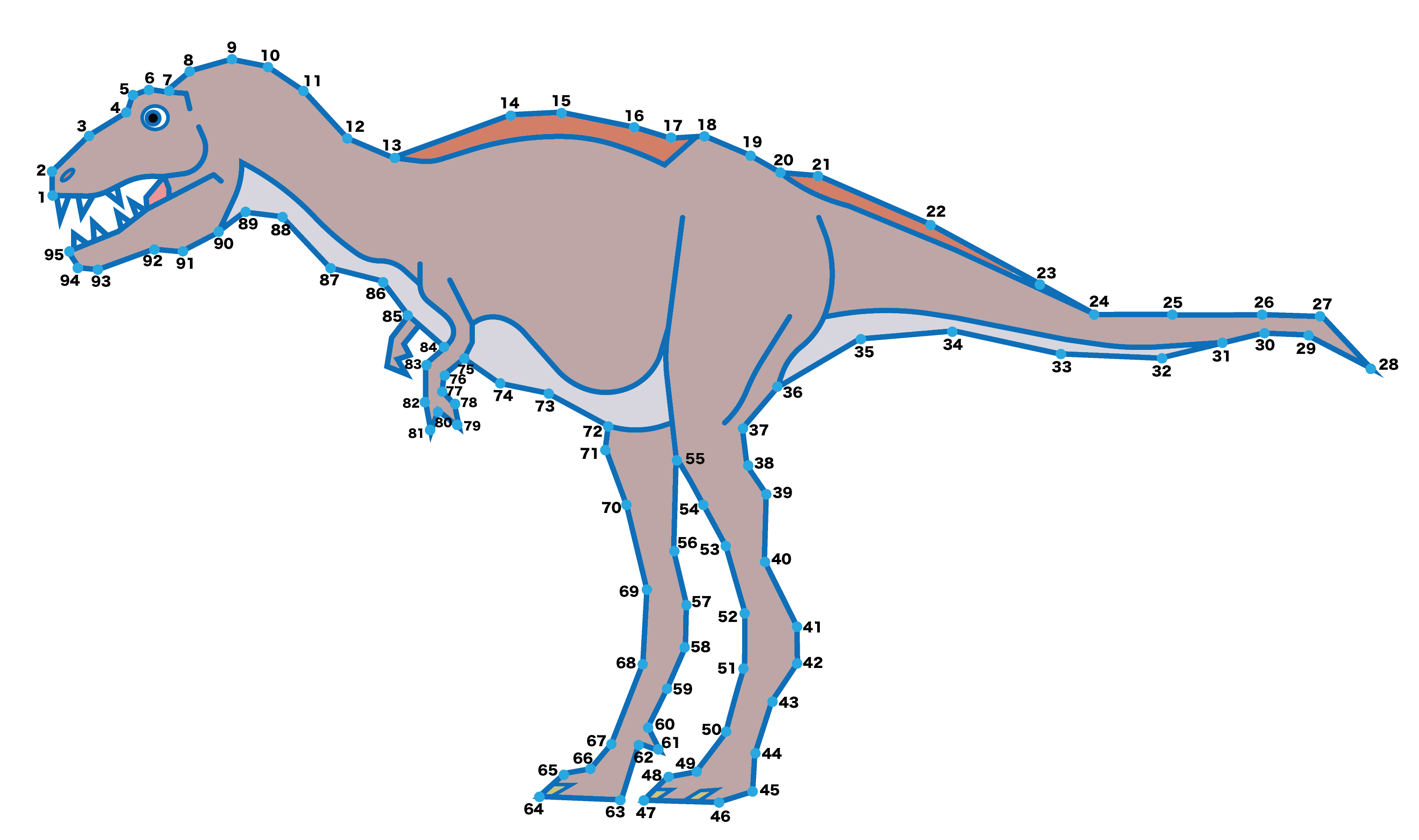 点つなぎ　恐竜（37）アルバートサウルス（完成例）
