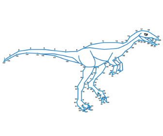 点つなぎ　恐竜（35）コンプソグナトゥス