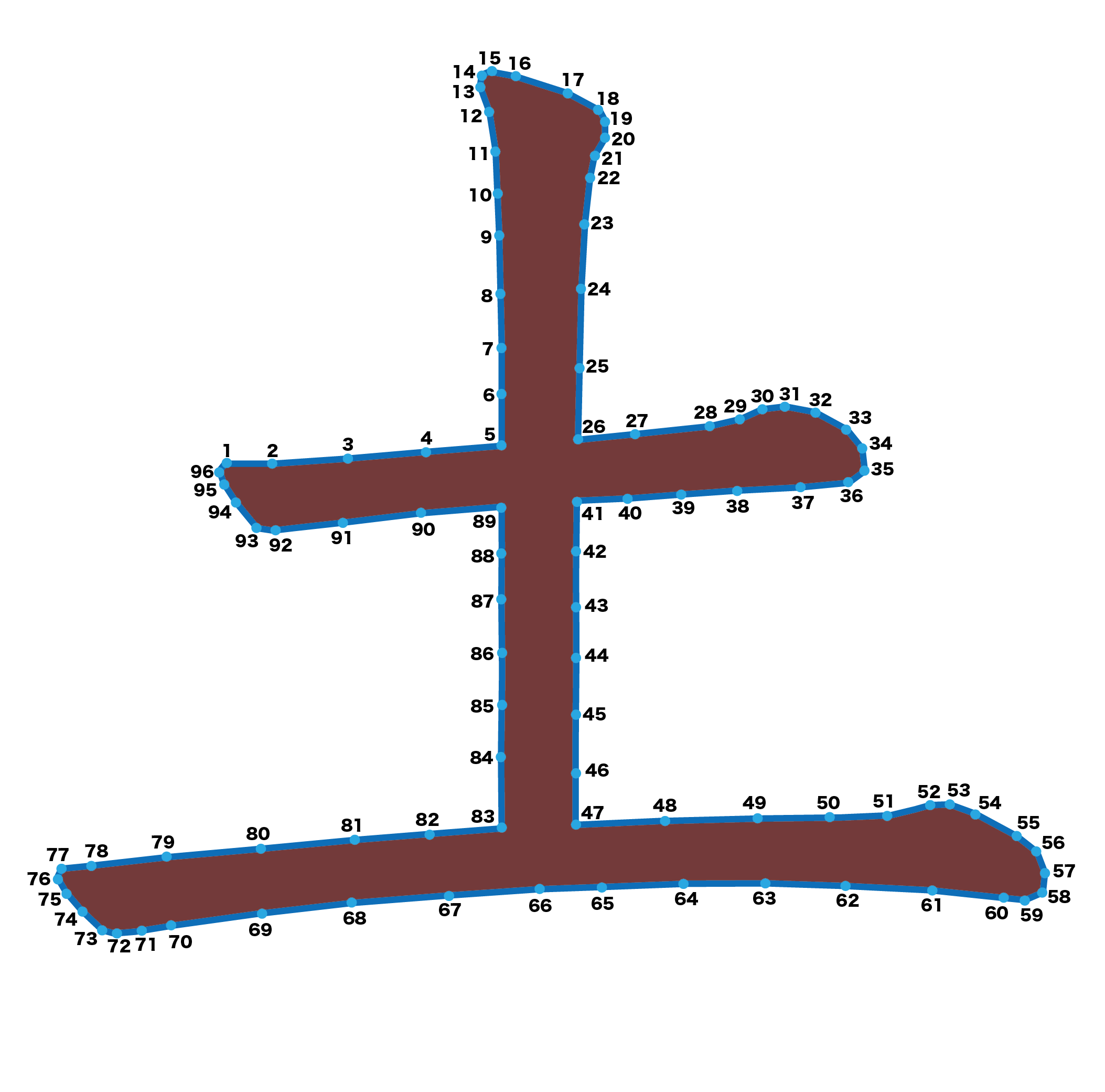 点つなぎ 漢字「土」(完成例)
