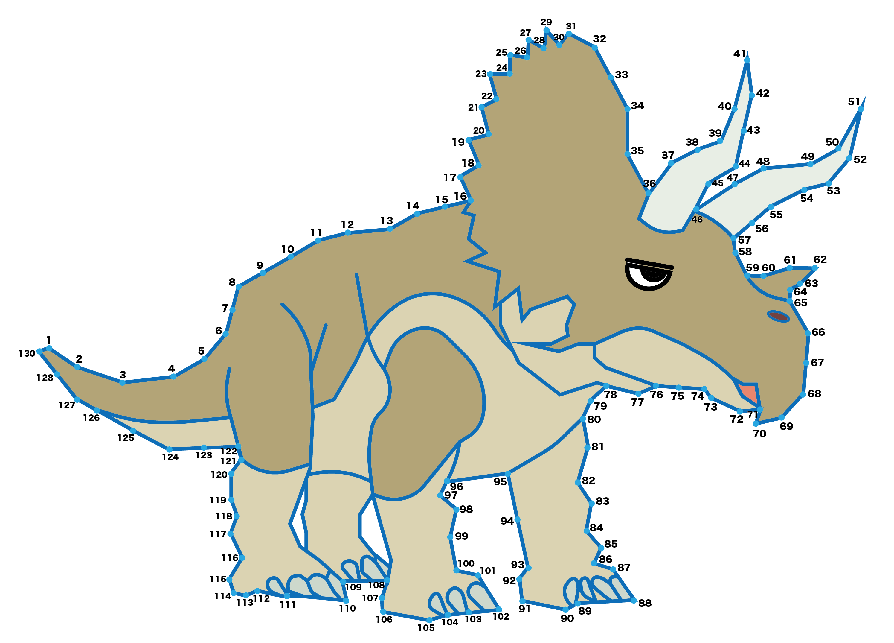 点つなぎ　恐竜（40）エオトリケラトプス（完成例）