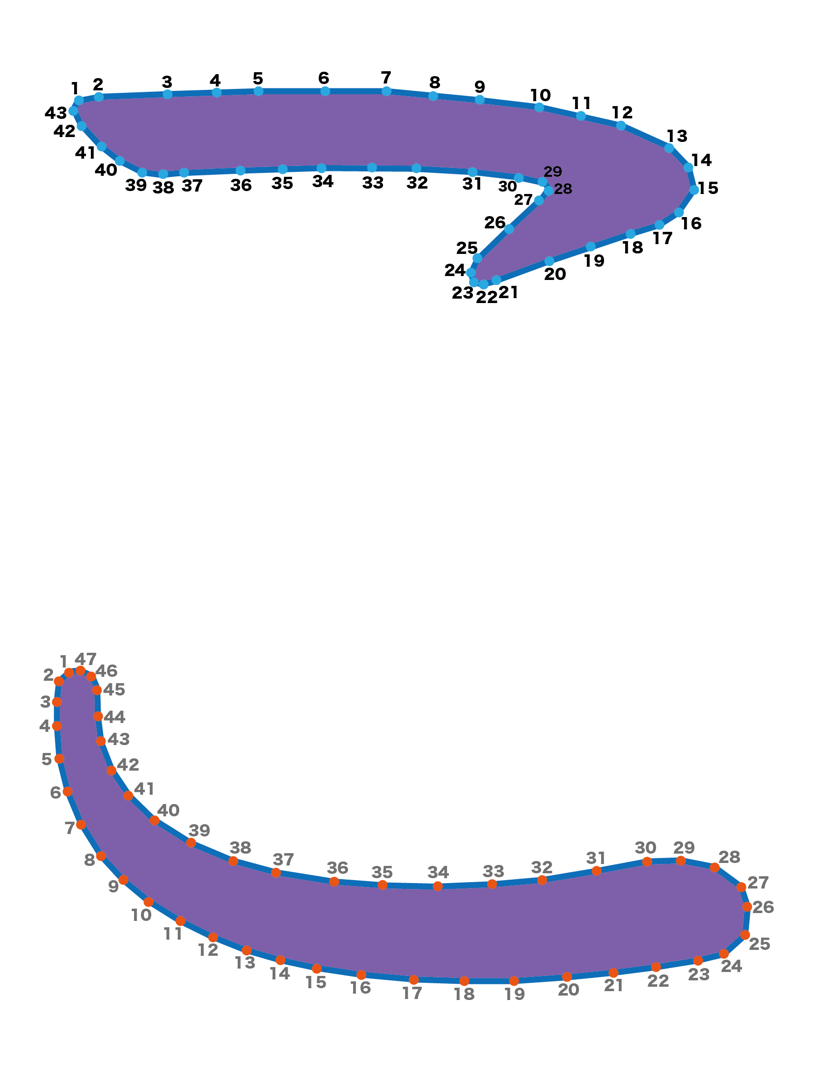 点つなぎ　ひらがな「こ」