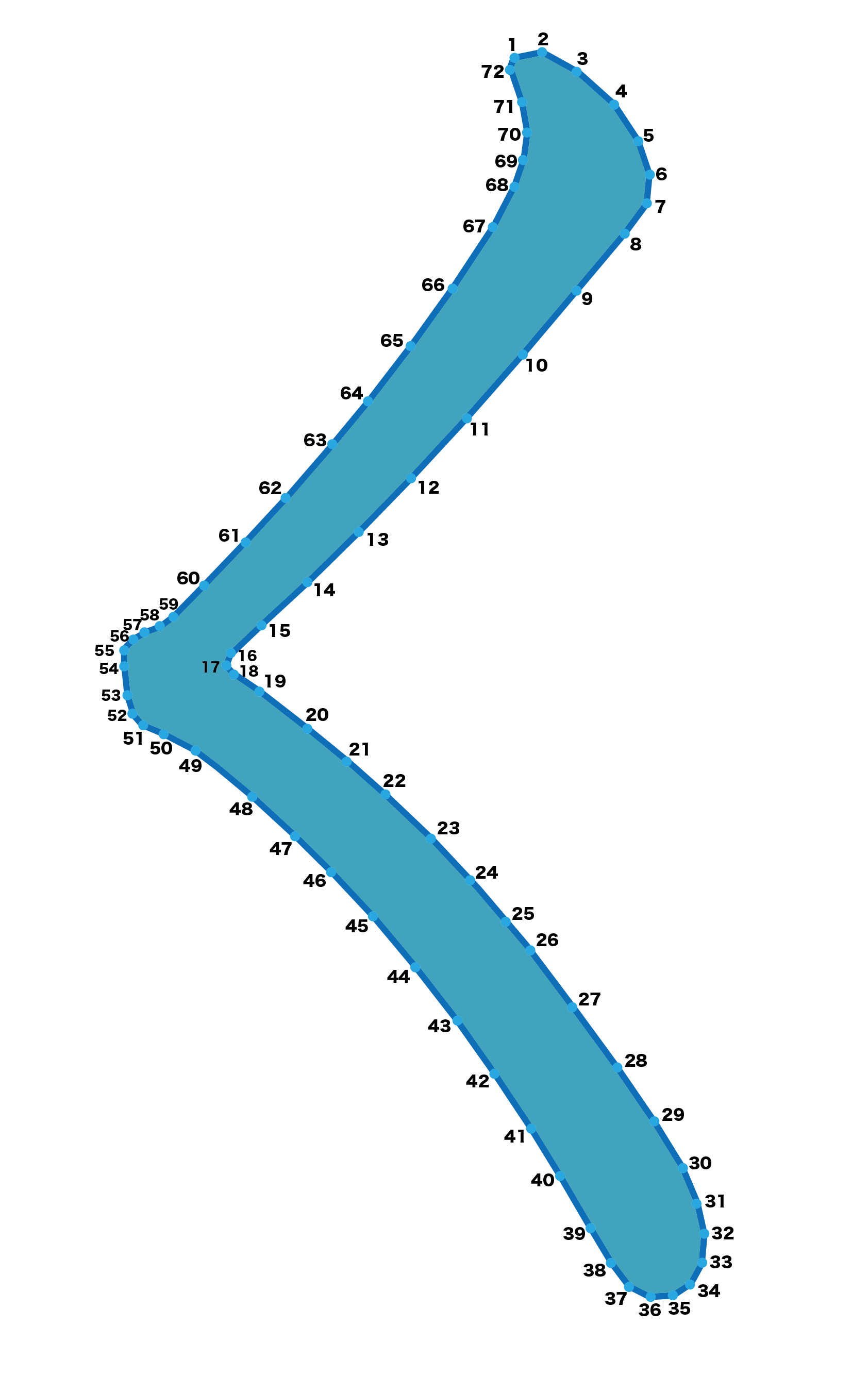 点つなぎ　ひらがな「く」（完成例）