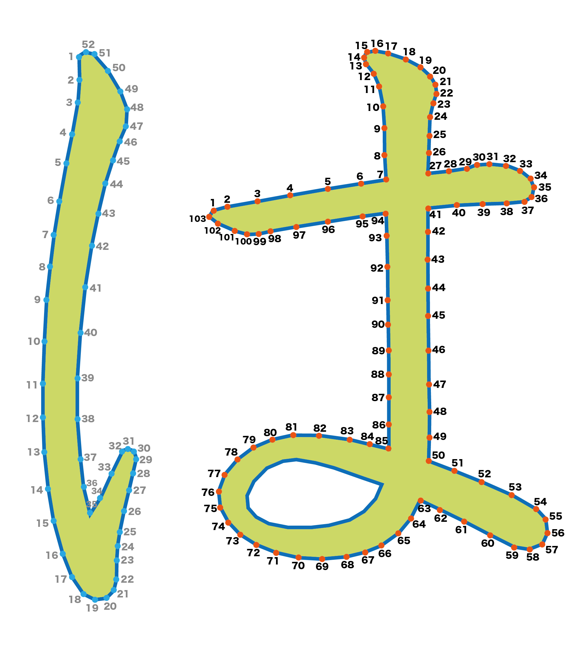 点つなぎ ひらがな「は」(完成例)