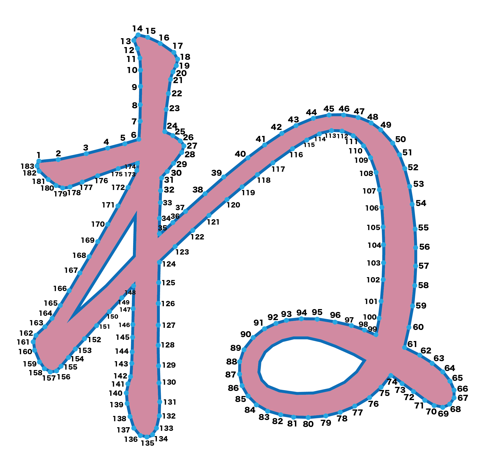 点つなぎ ひらがな「ね」(完成例)