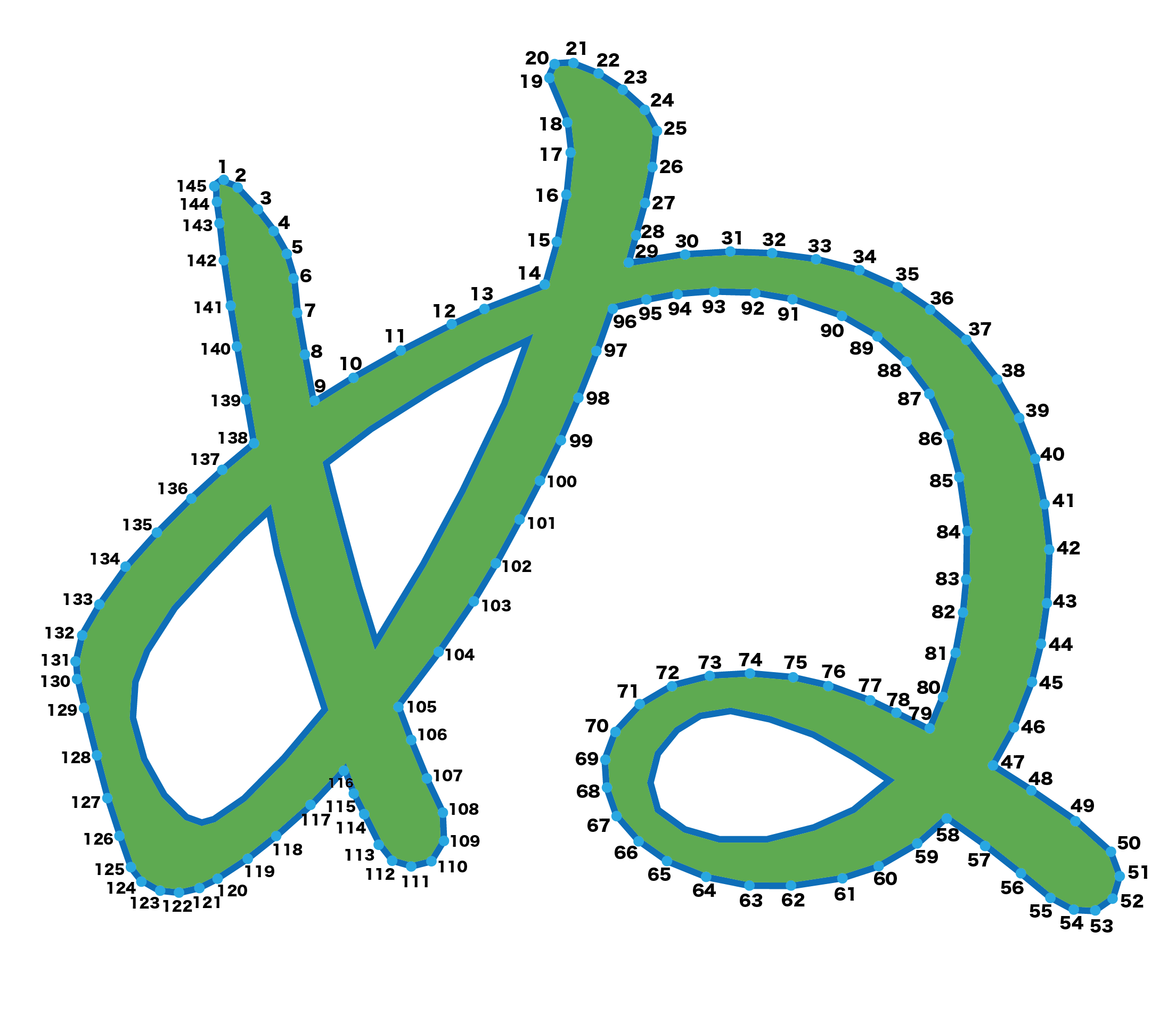 点つなぎ ひらがな「ぬ」(完成例)