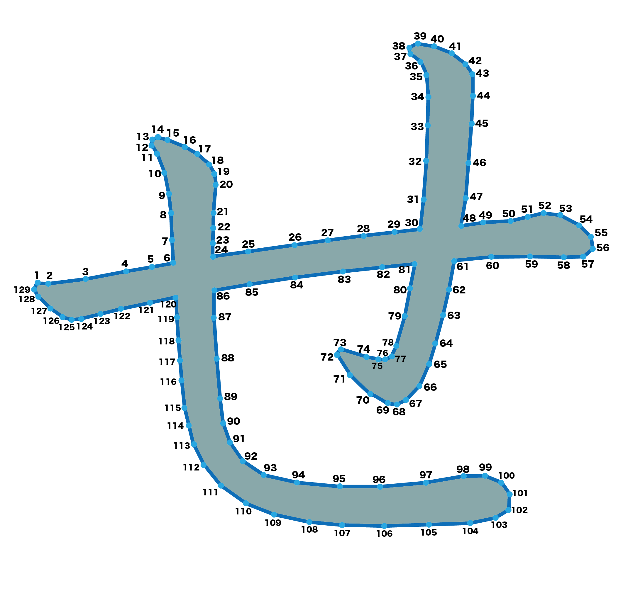 点つなぎ　ひらがな「せ」（完成例）