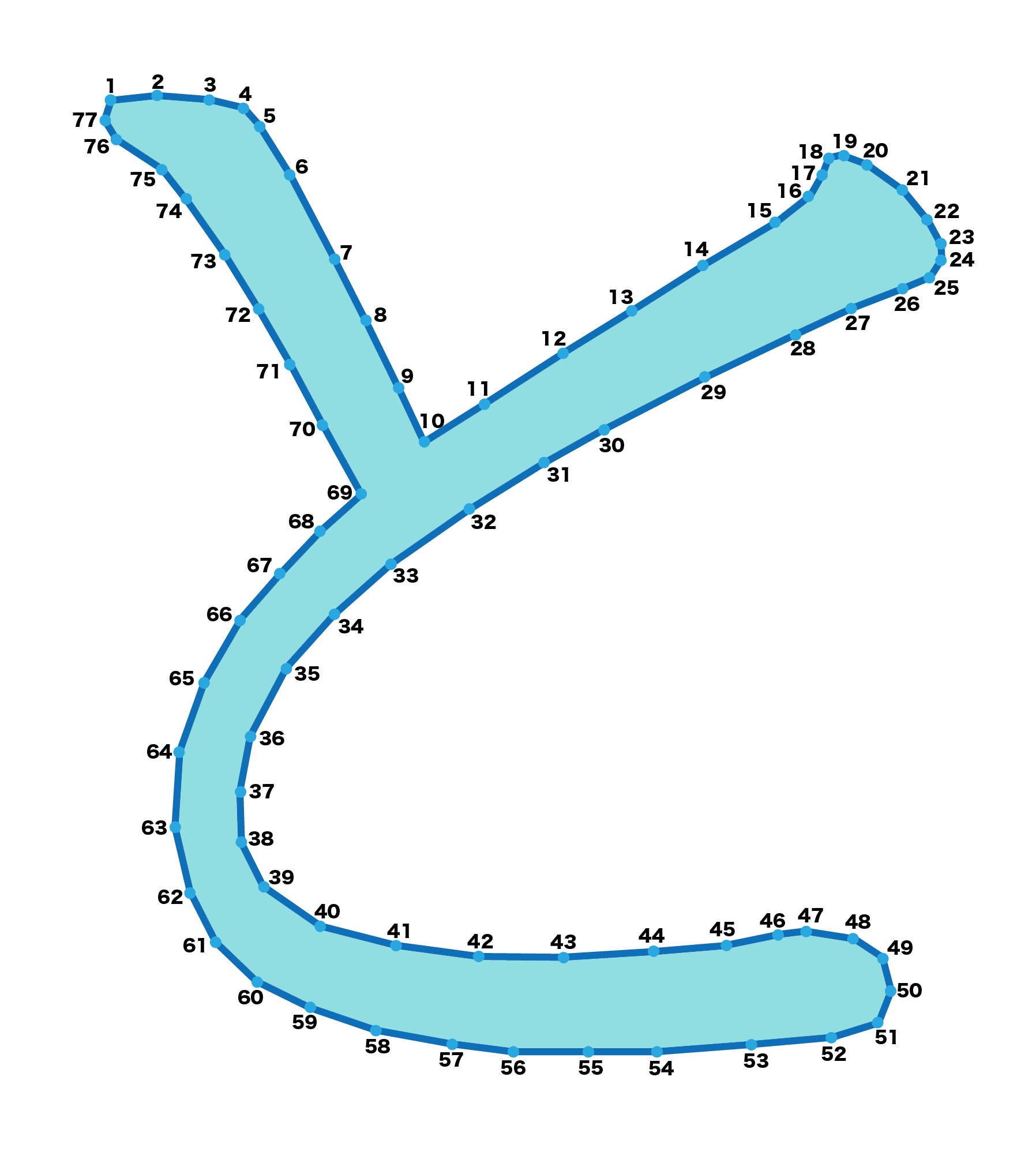 点つなぎ　ひらがな「と」（完成例）