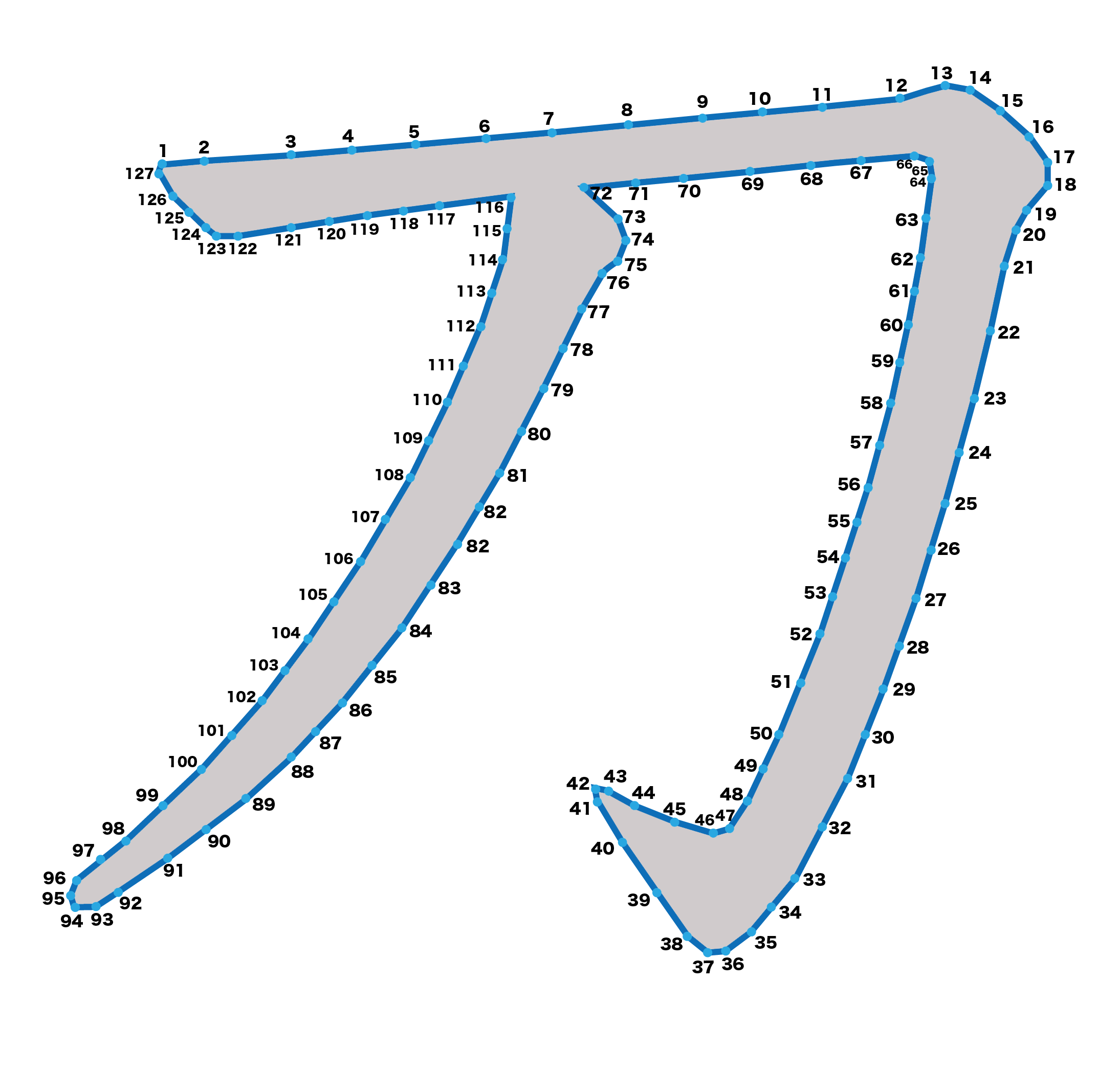 点つなぎ　漢字「刀」（完成例）
