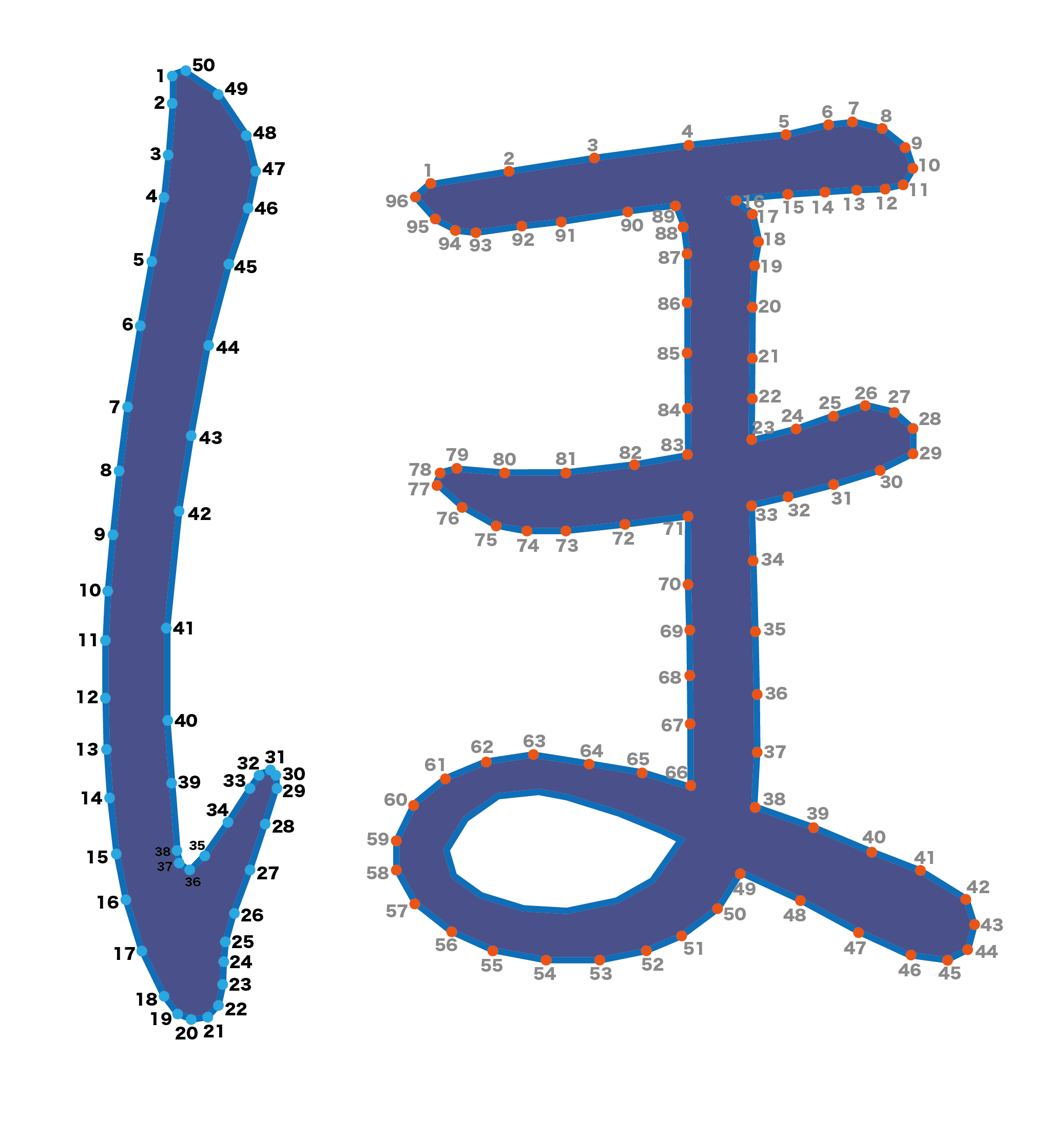 点つなぎ　ひらがな「ほ」（完成例）