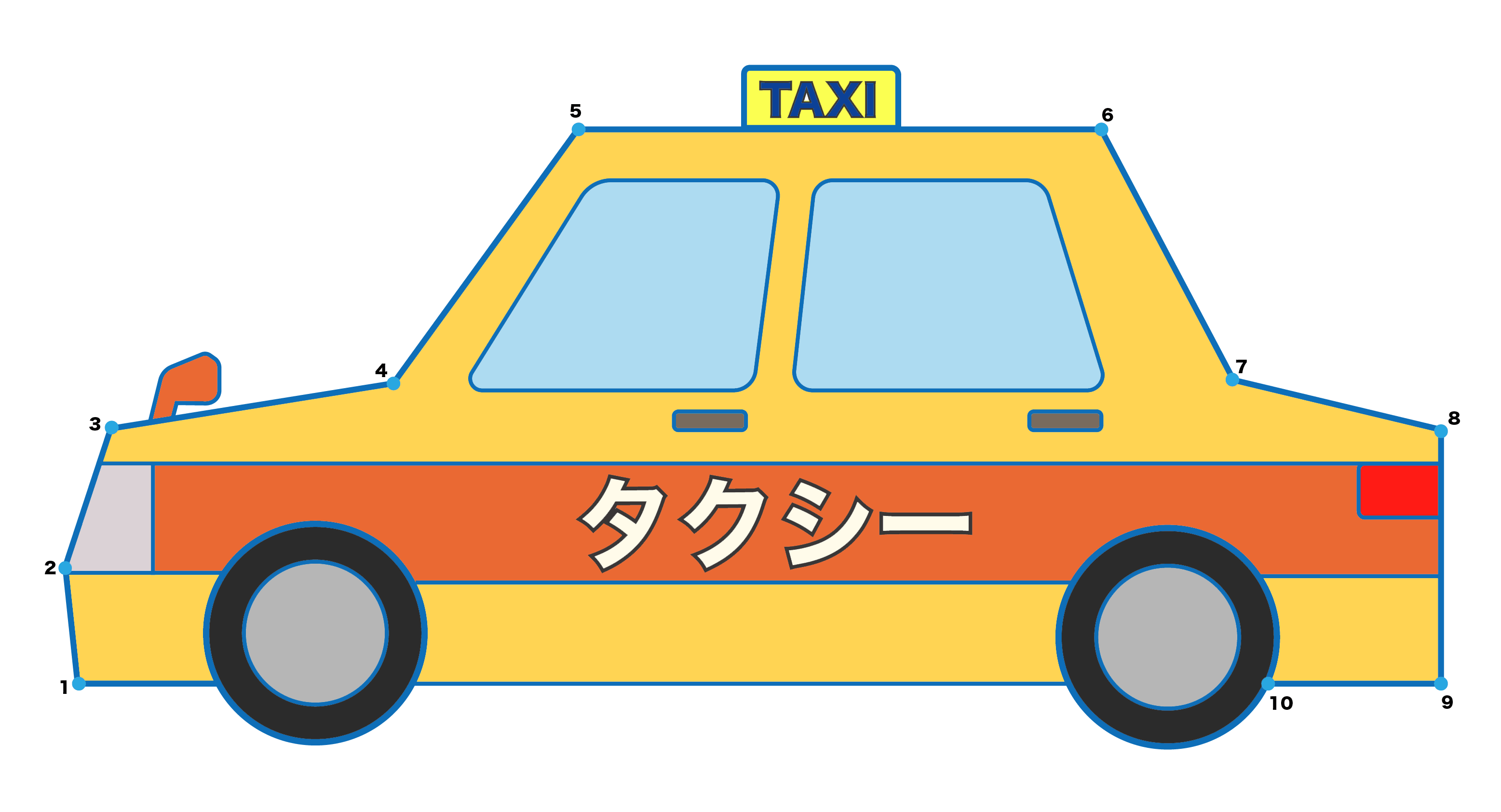 点つなぎ　タクシー（完成例）